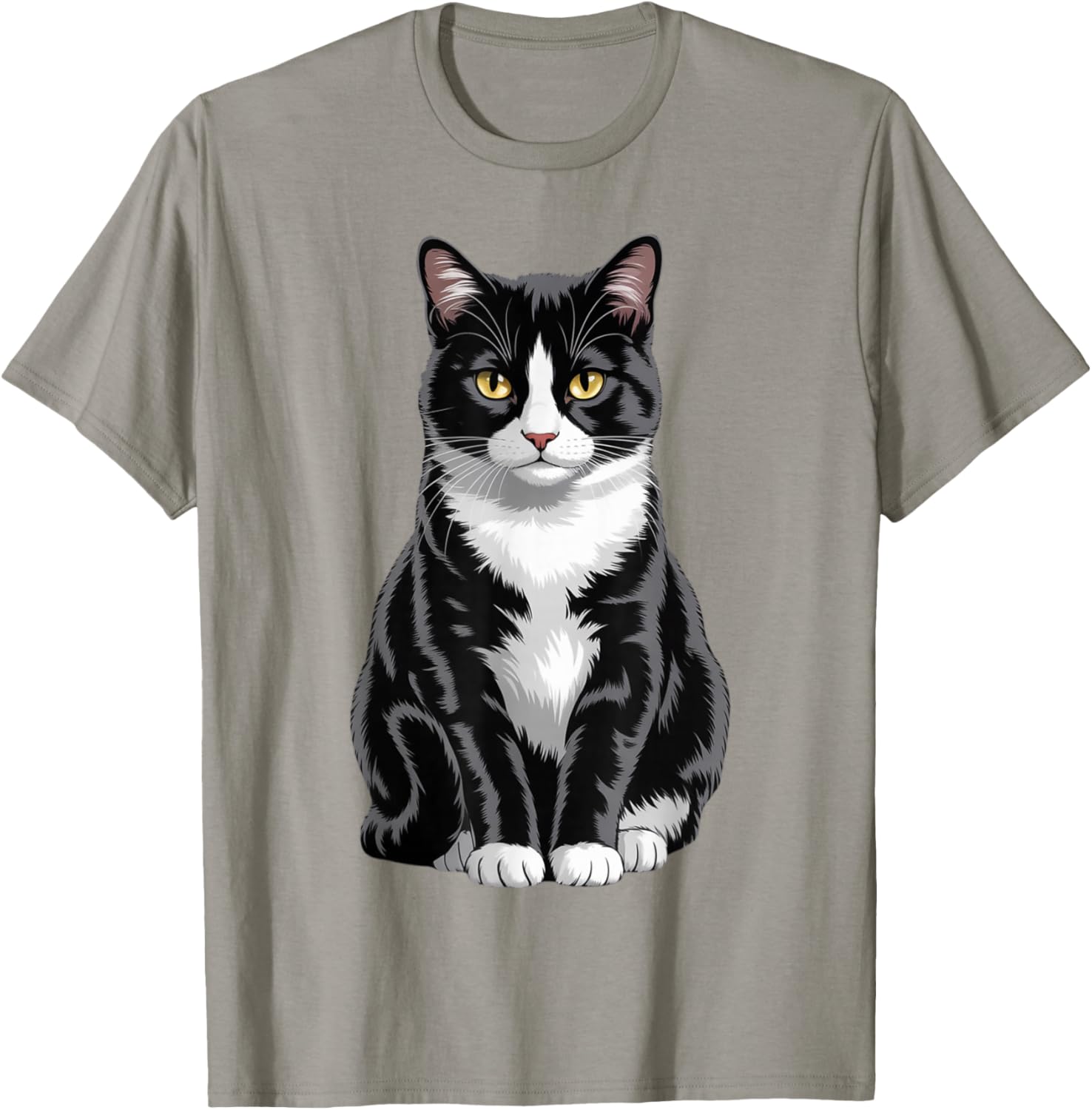 Majestic Tuxedo Cat Art T-Shirt for Cat Lovers - Unisex Kids and Adults - 23