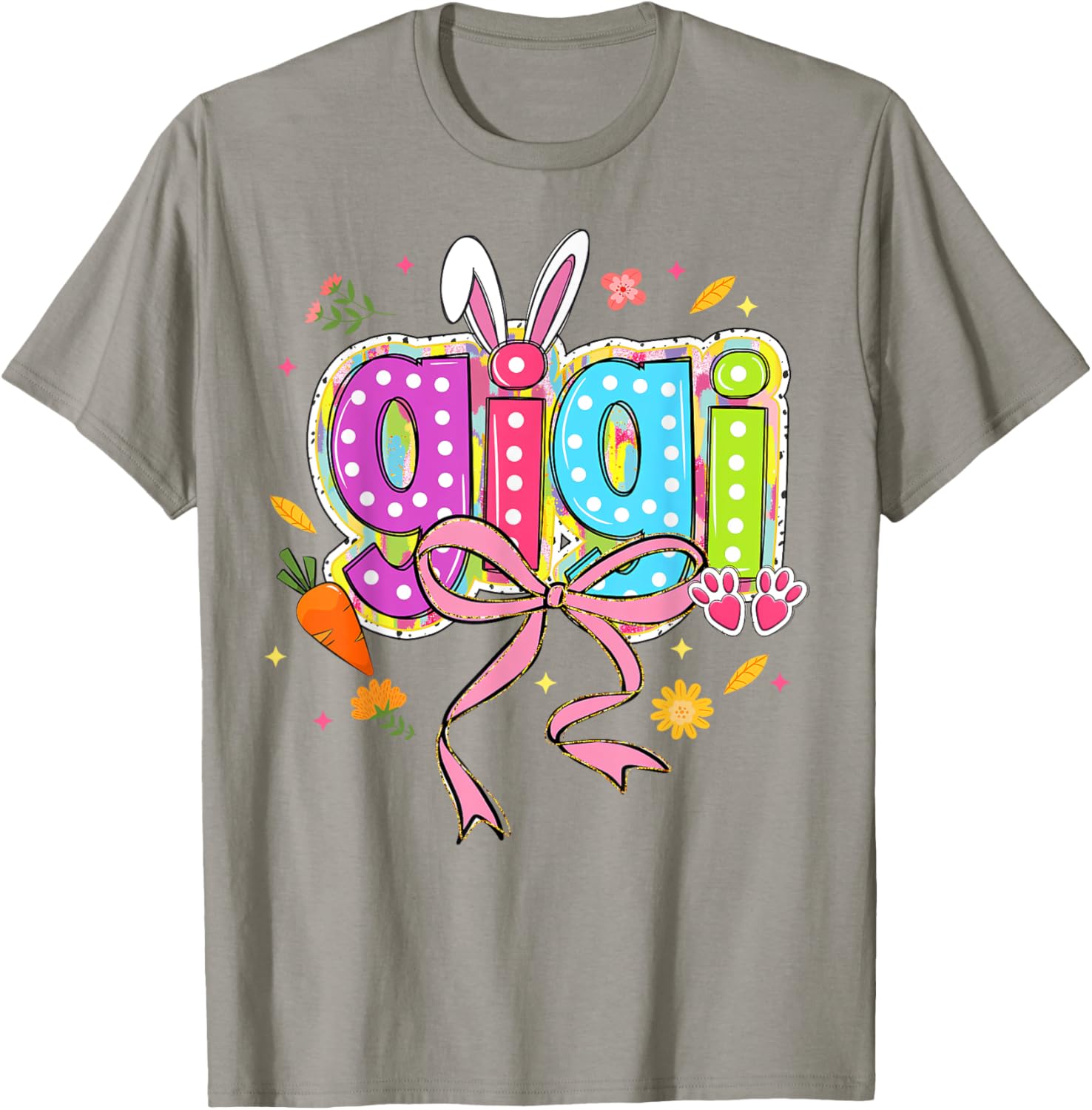 Coquette Bow Bunny Gigi Easter T-Shirt with Boho Floral Design for Family - 9