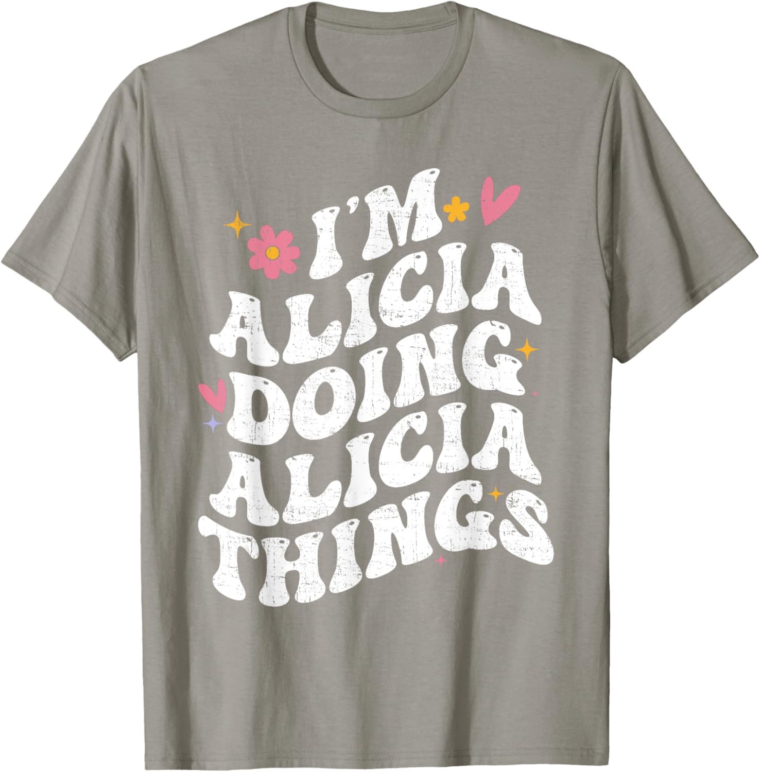 Retro Groovy I'm Alicia Doing Alicia Things Personalized T-Shirt - 2