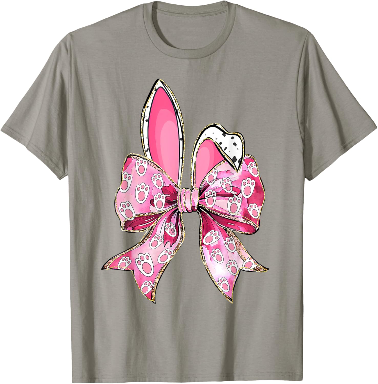 Happy Easter Bunny Coquette Bow Ears T-Shirt for Girls and Women - 24