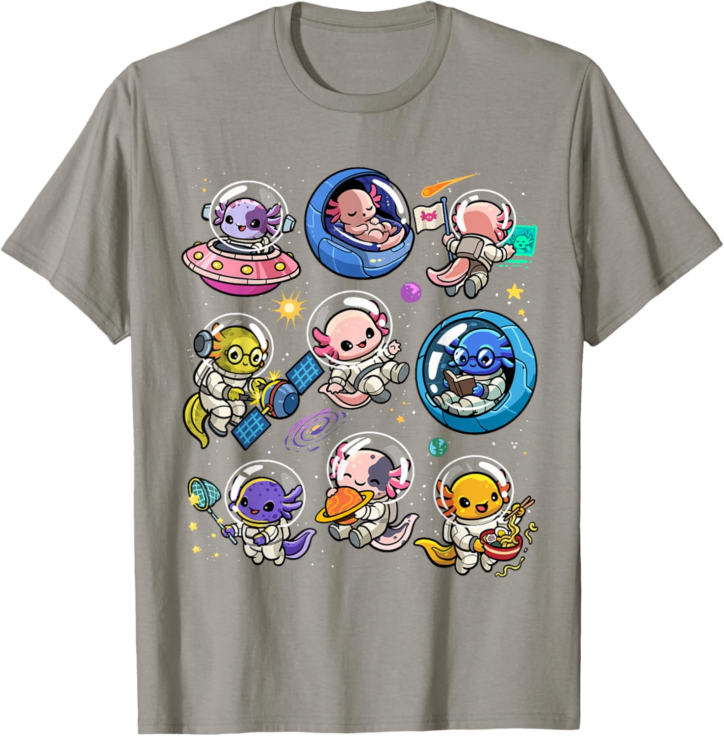 Cute Galaxy Axolotl Astronaut T-Shirt for Space Lovers and Kids - 13