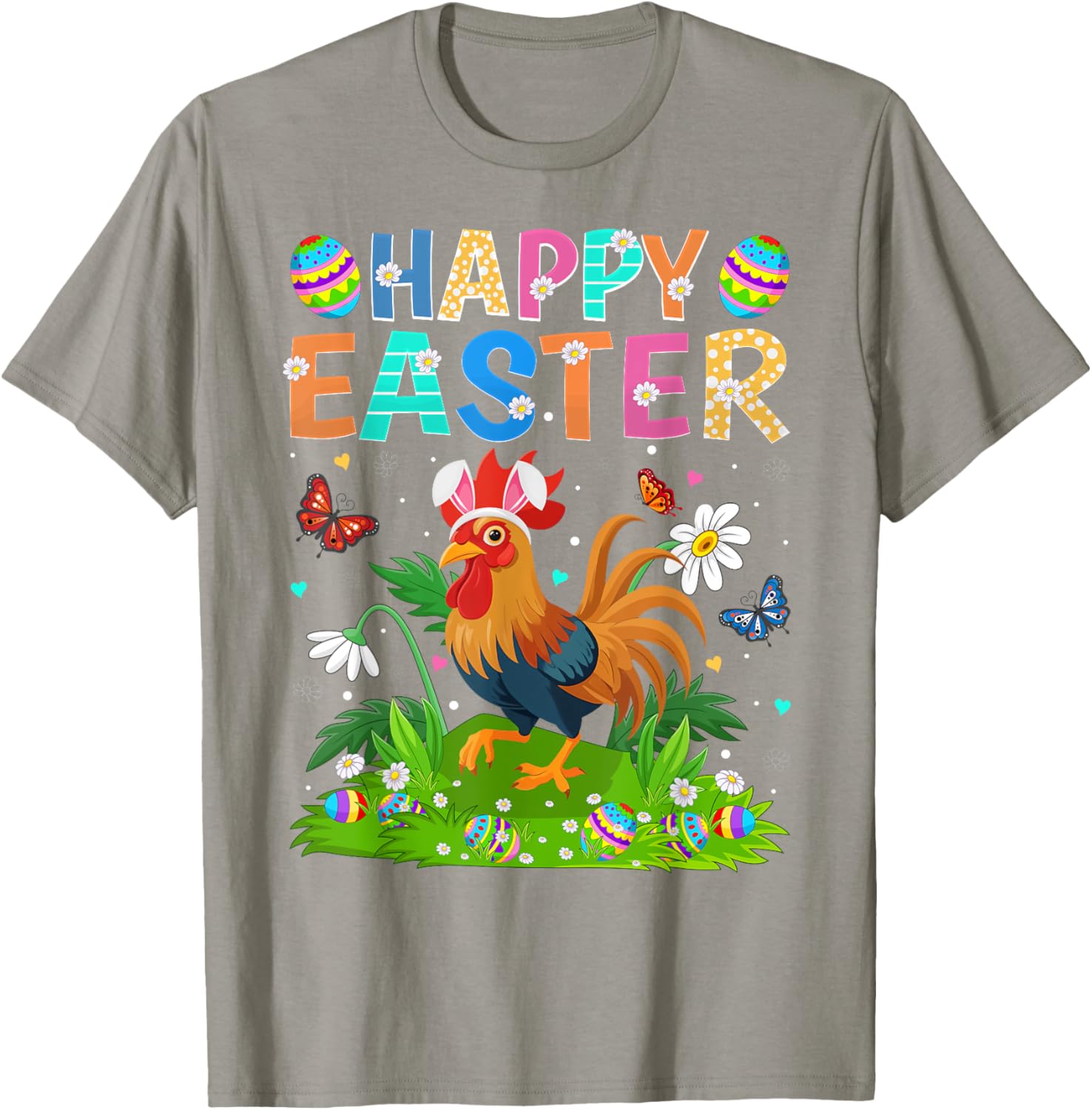 Rooster Happy Easter Egg Hunt Bunny Ear T-Shirt for Easter Sunday Fun - 3