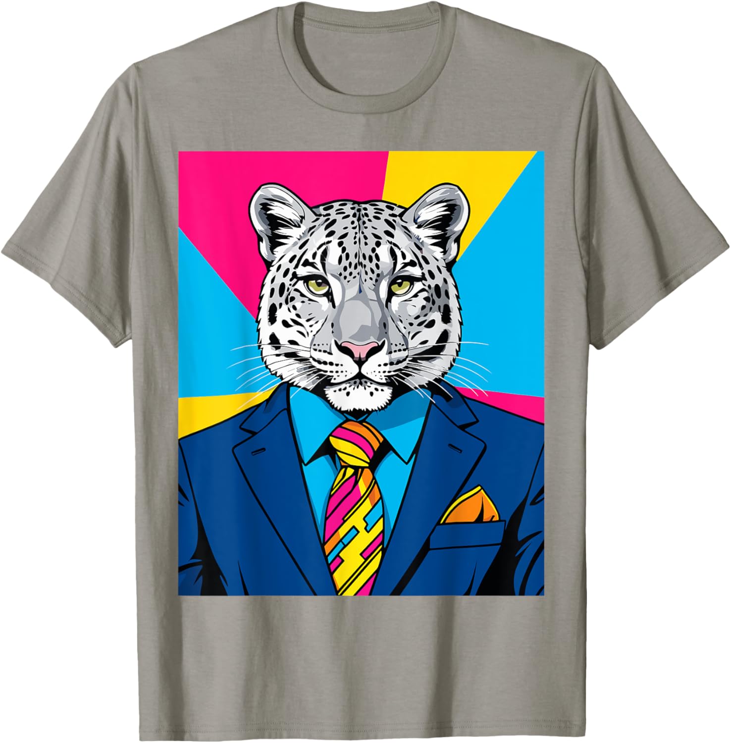 Pop Art Snow Leopard Business Suit T-Shirt Trendy Unique Fashion Wear - 4