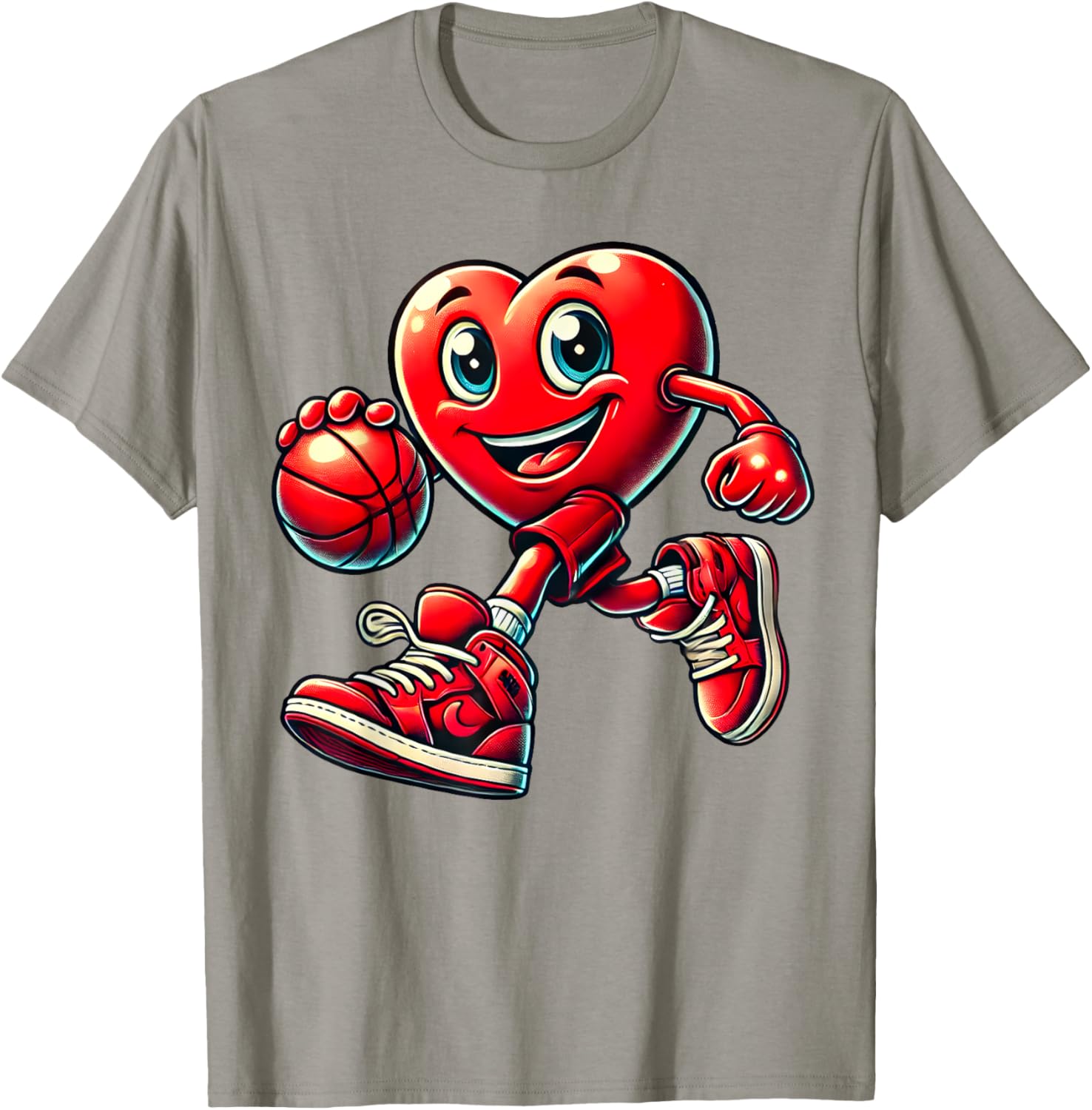 Valentine's Day Heart Basketball T-Shirt for Kids and Adults Fun Design - 14