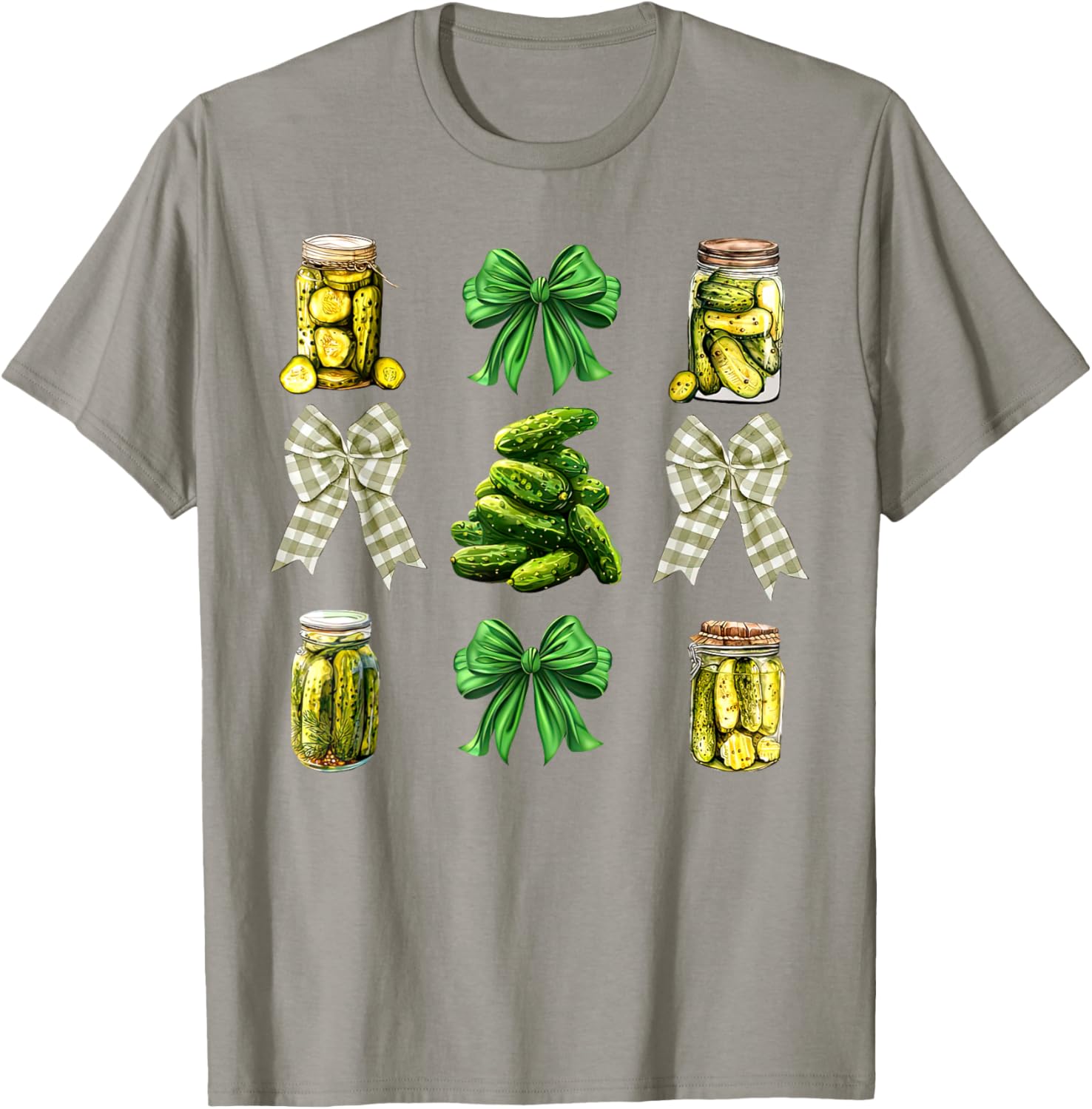 Cute Pickle Jar Coquette Bow Cucumber T-Shirt for Garden Lovers - 11