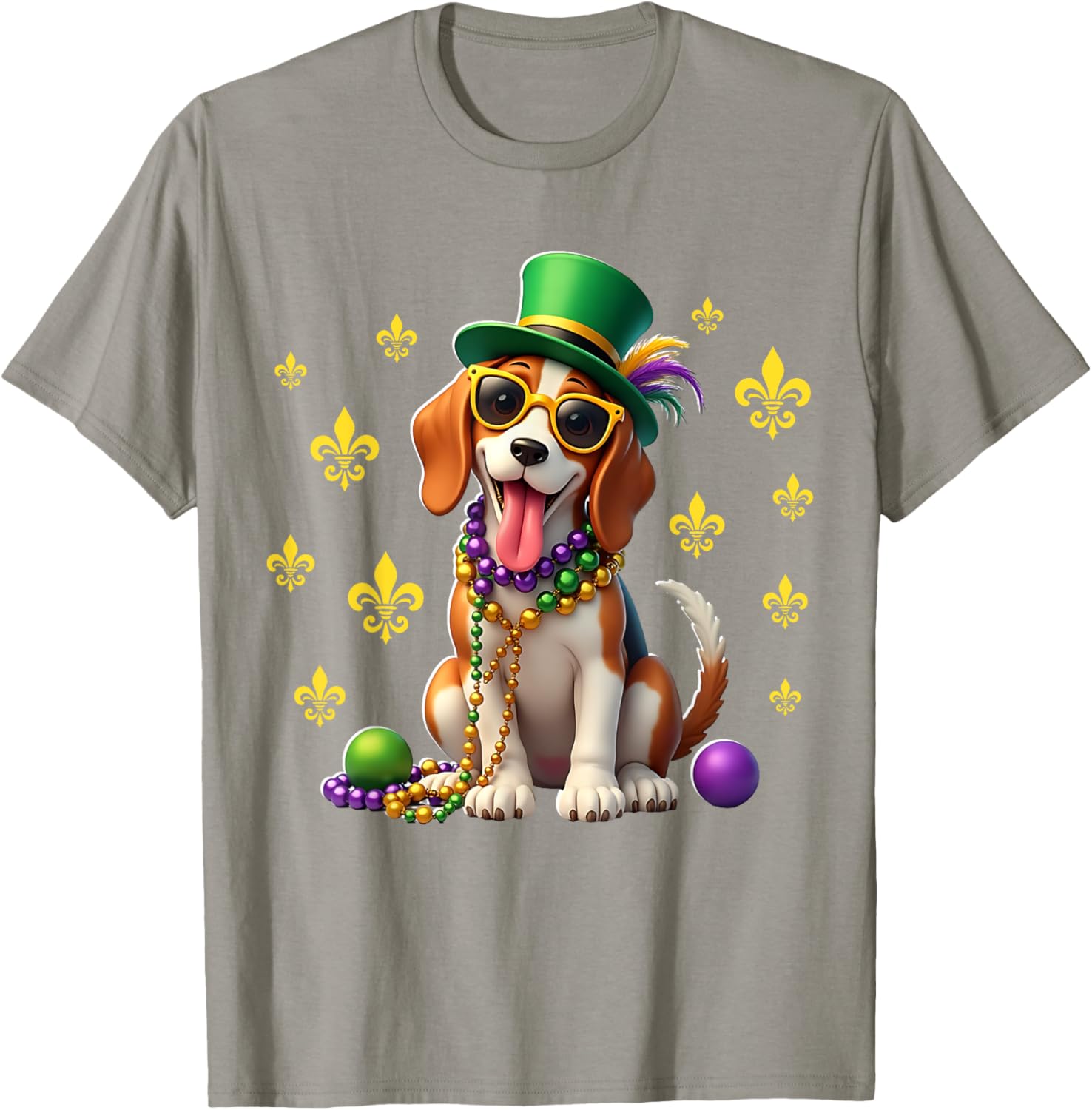 Beagle Mardi Gras Costume T-Shirt for Carnival Fun and Festivities - 9