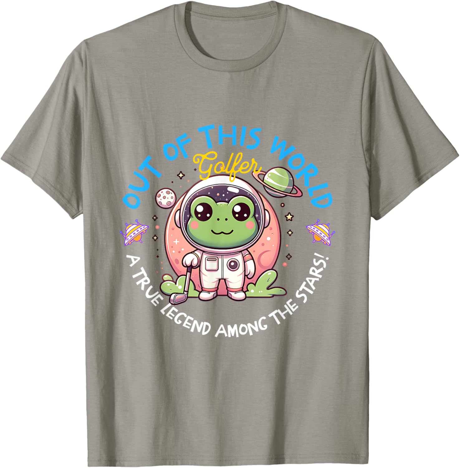 Out Of This World Golfer Frog Astronaut T-Shirt for Fun Golf Lovers - 8