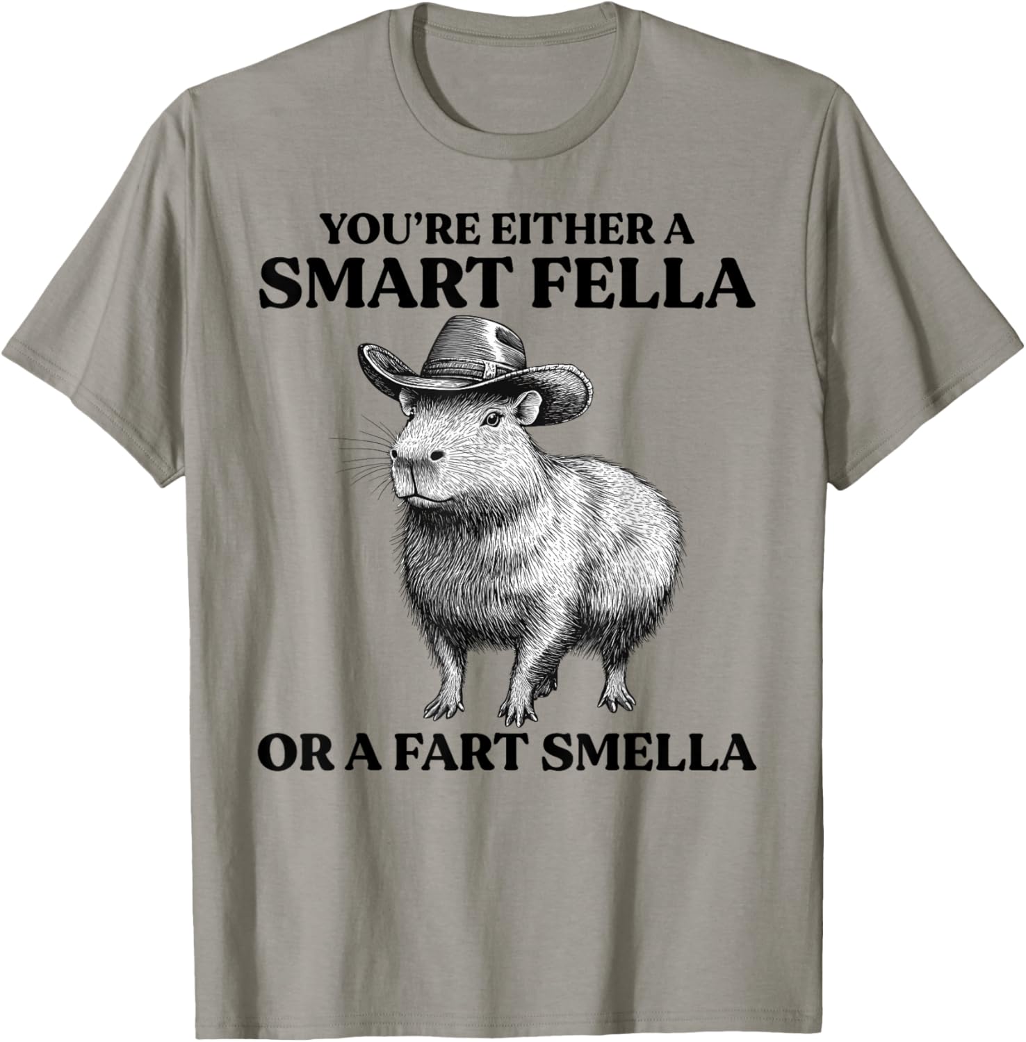 Funny Capybara T-Shirt You're Either A Smart Fella Or A Fart Smella - 7