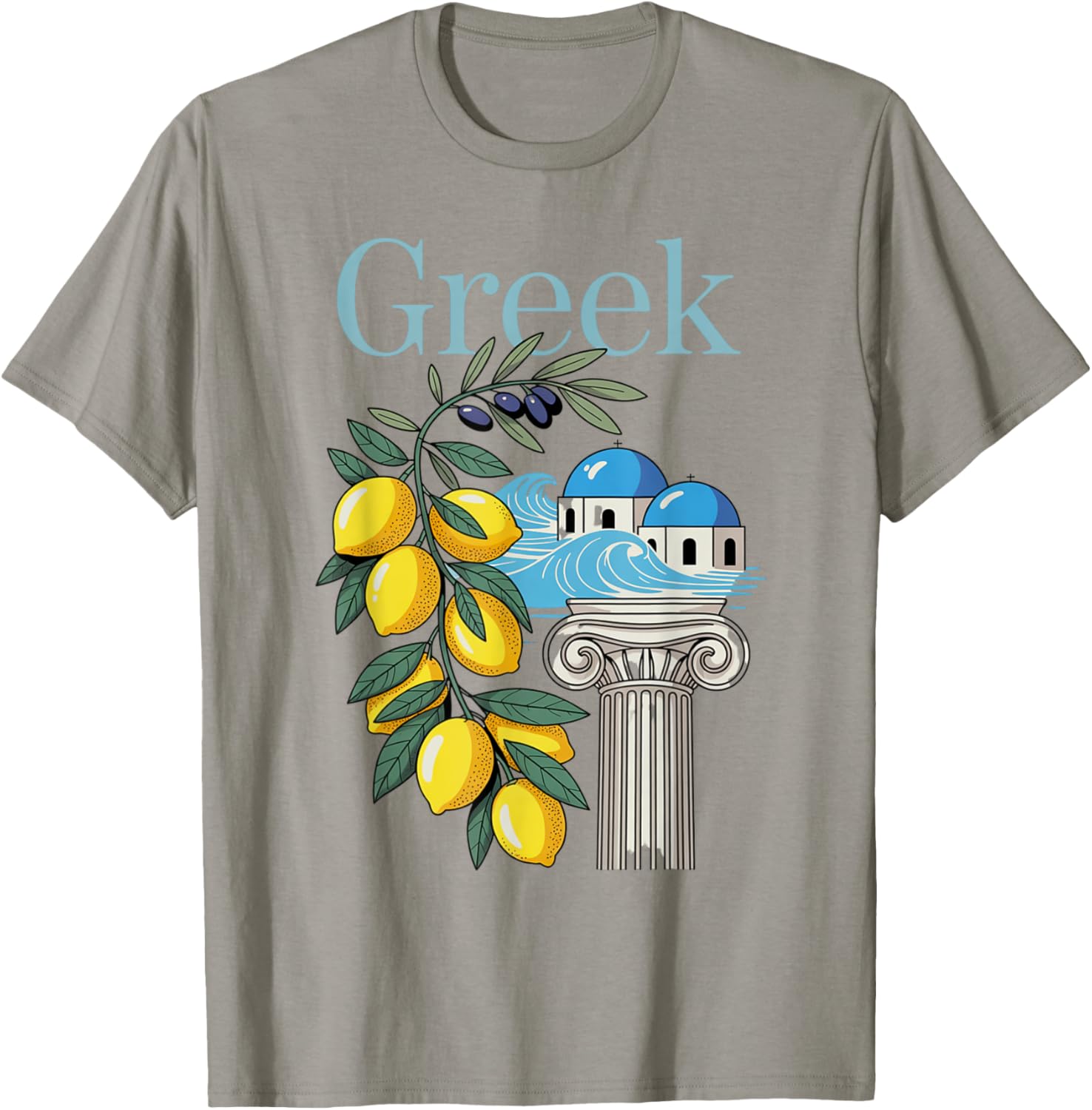 Greek Culture T-Shirt Featuring Lemons and Iconic Architecture Souvenir - 21