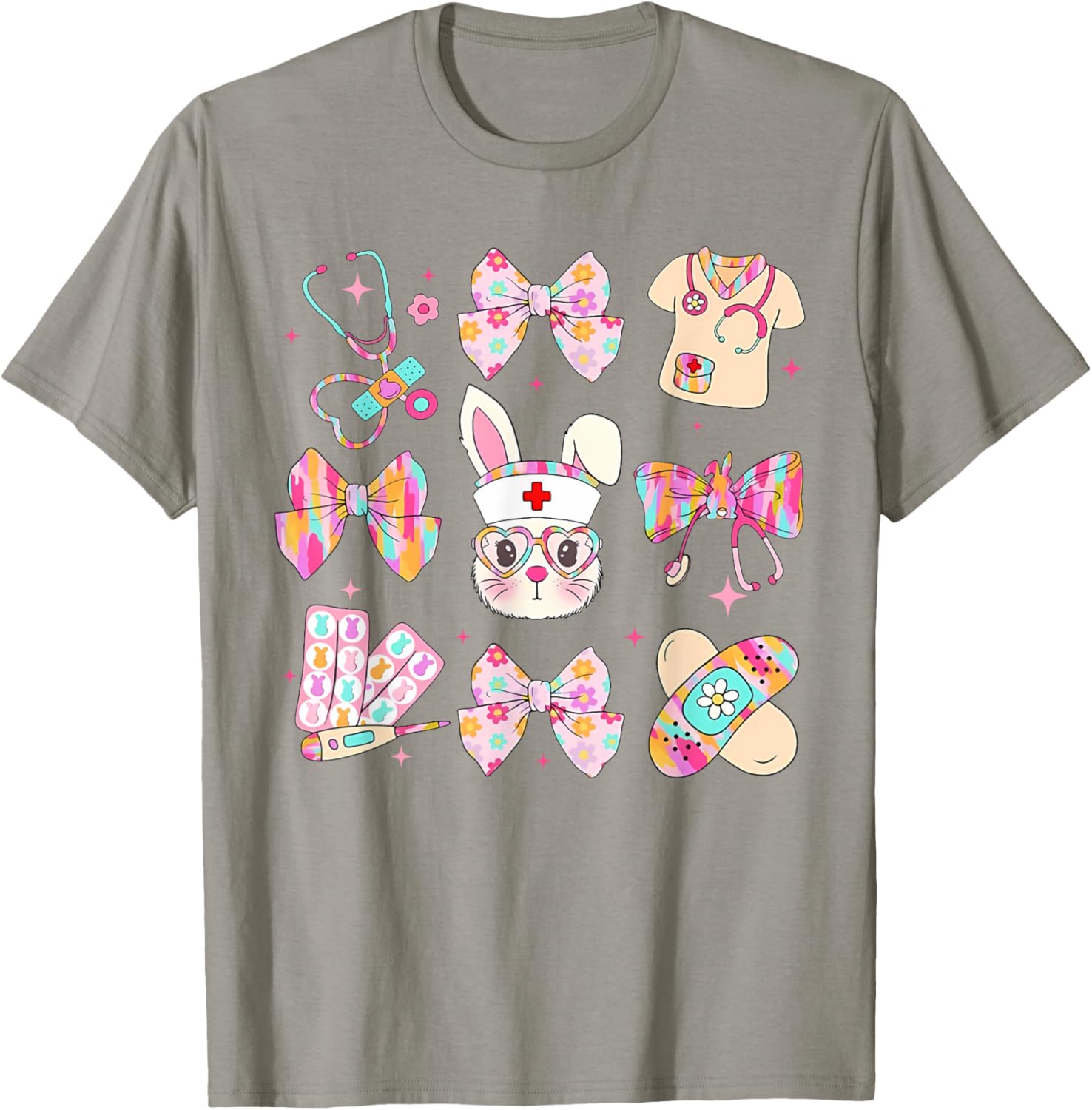 Easter Bunny T-Shirt for Nurses with Coquette Bow - Happy Easter Style - 11
