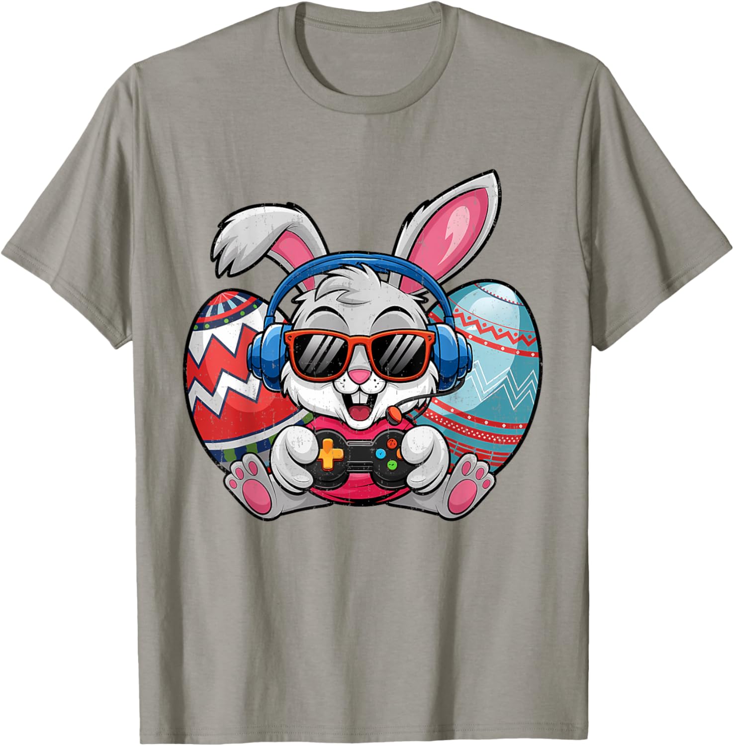 Cute Easter Bunny Playing Video Game Kids T-Shirt for Boys - 7