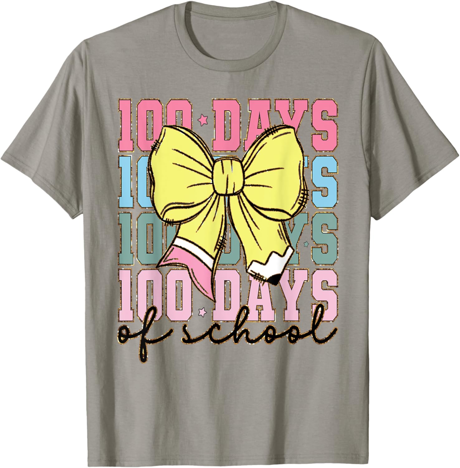 Cute 100 Days of School Coquette Bow T-Shirt for Girls - 25