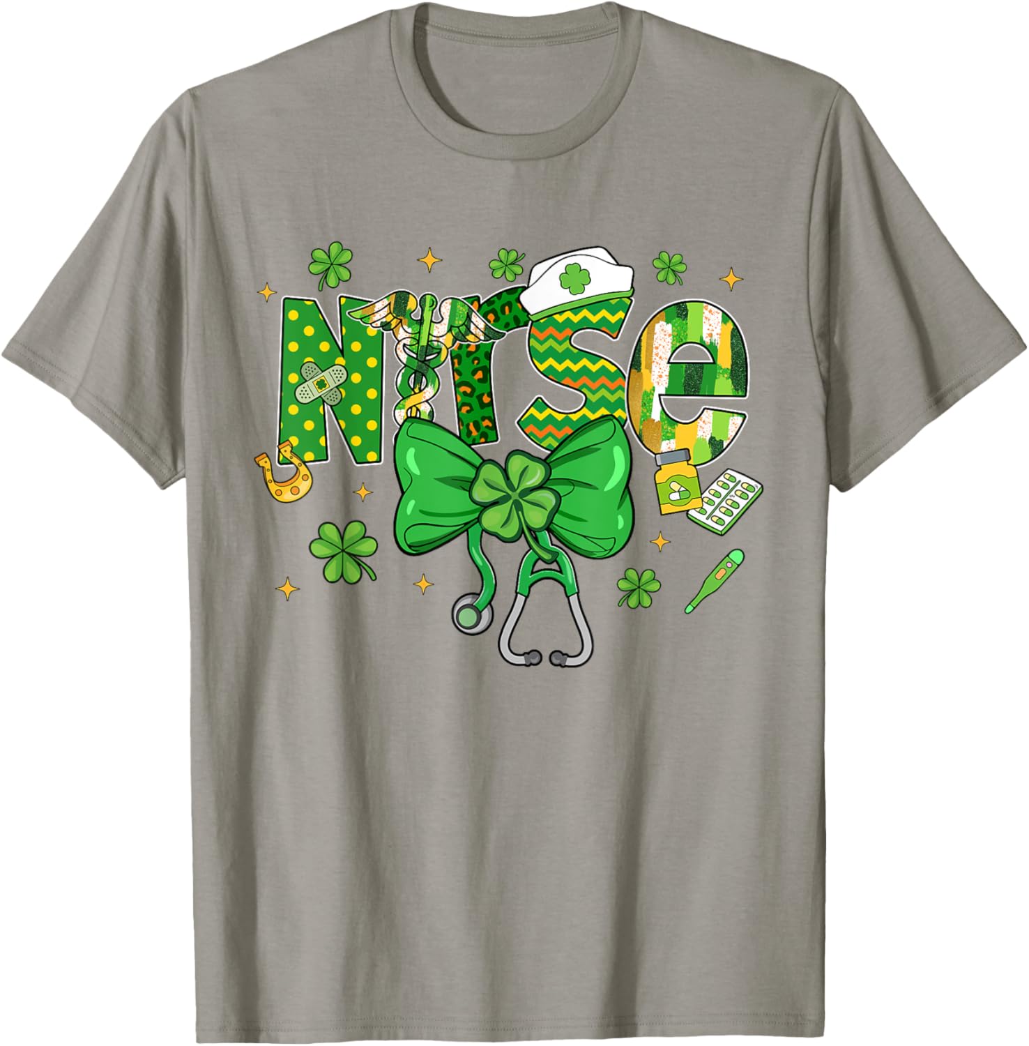 Irish Nurse Stethoscope St Patrick's Day T-Shirt for Healthcare Heroes - 15