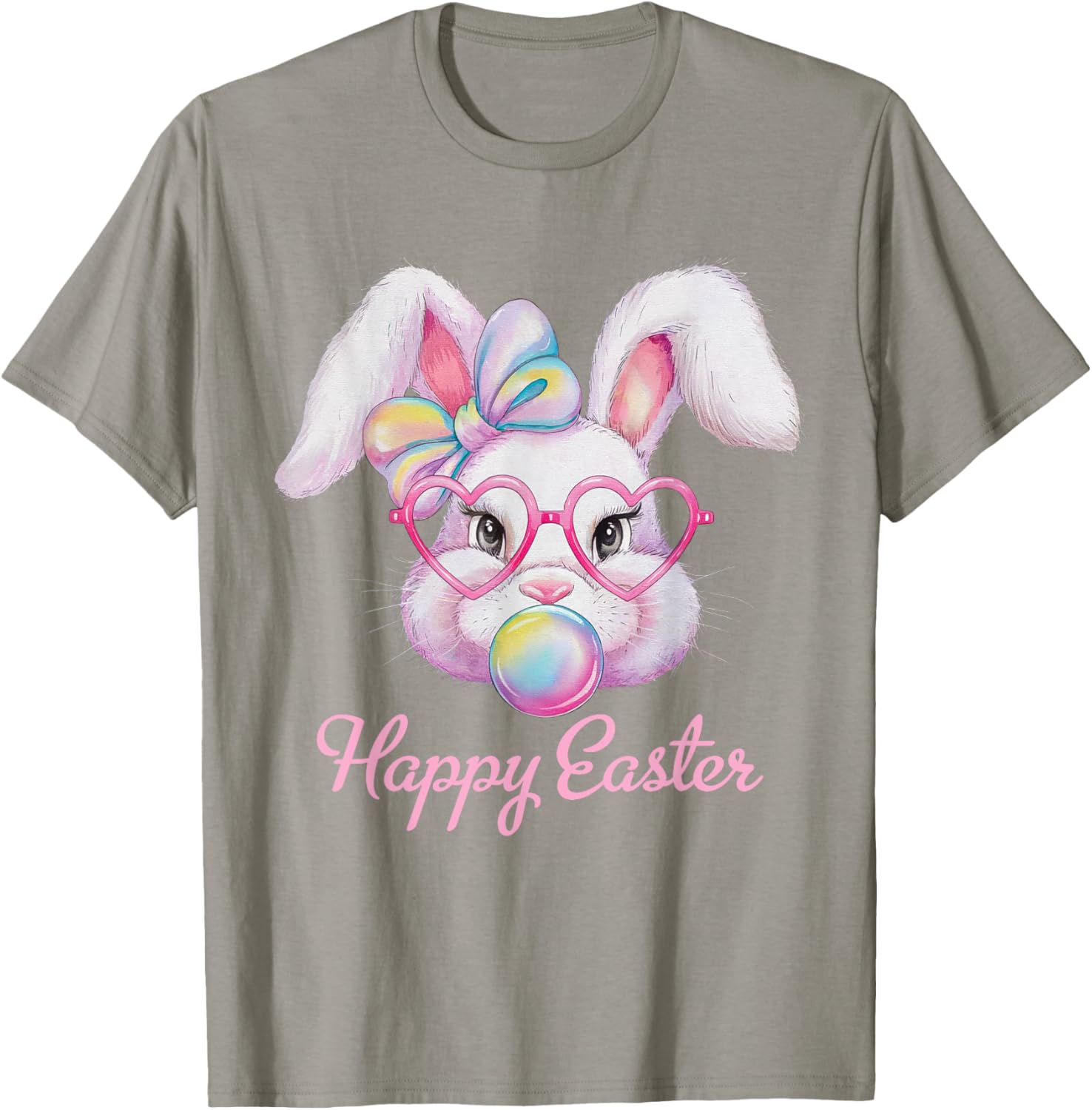 Happy Easter Cute Bunny Rabbit Face Tie Dye T-Shirt for Girls - 8