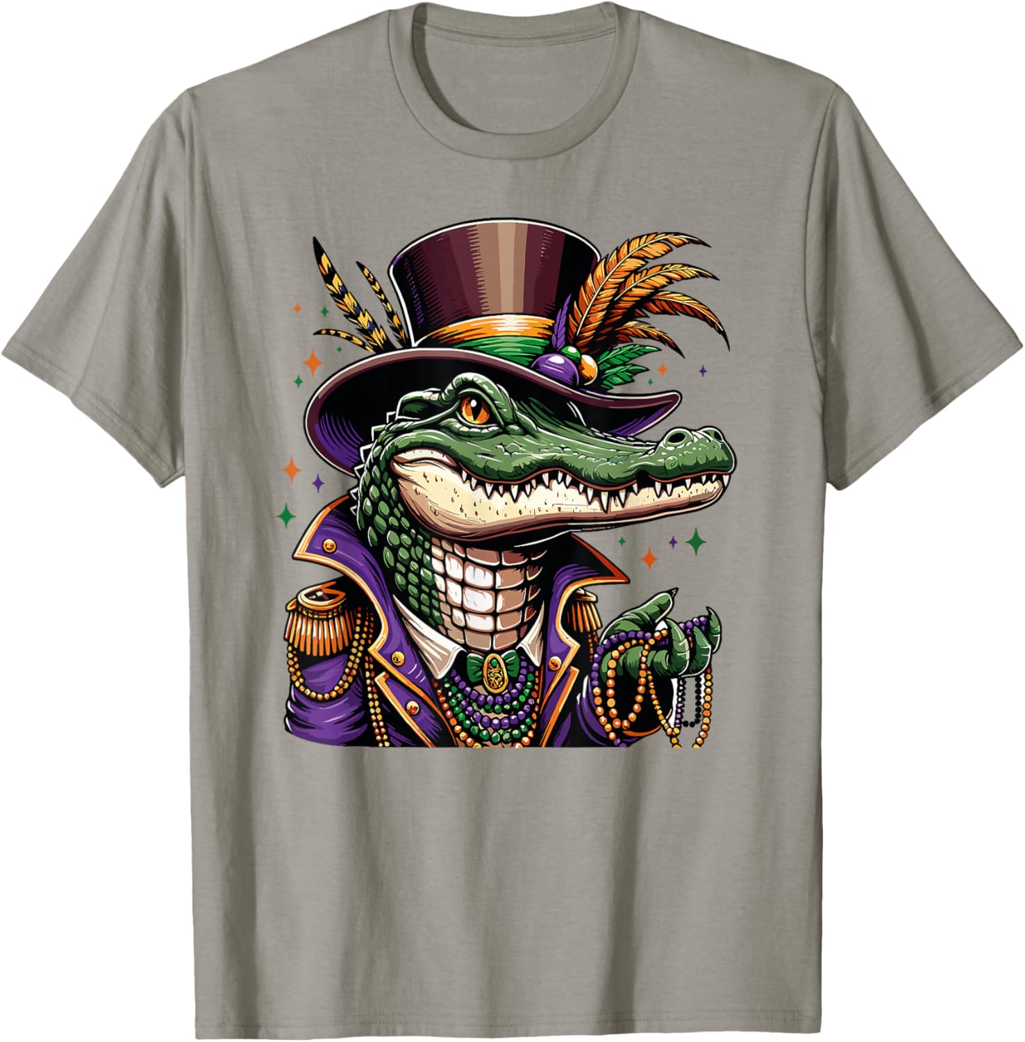 Mardigator Mardi Gras Alligator T-Shirt for Fun Men and Women - 5