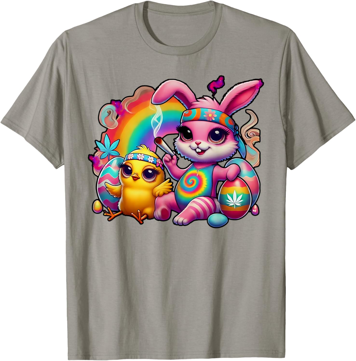 Stoned Easter Bunny Chick T-Shirt for Cannabis Lovers and Fun Celebrations - 13