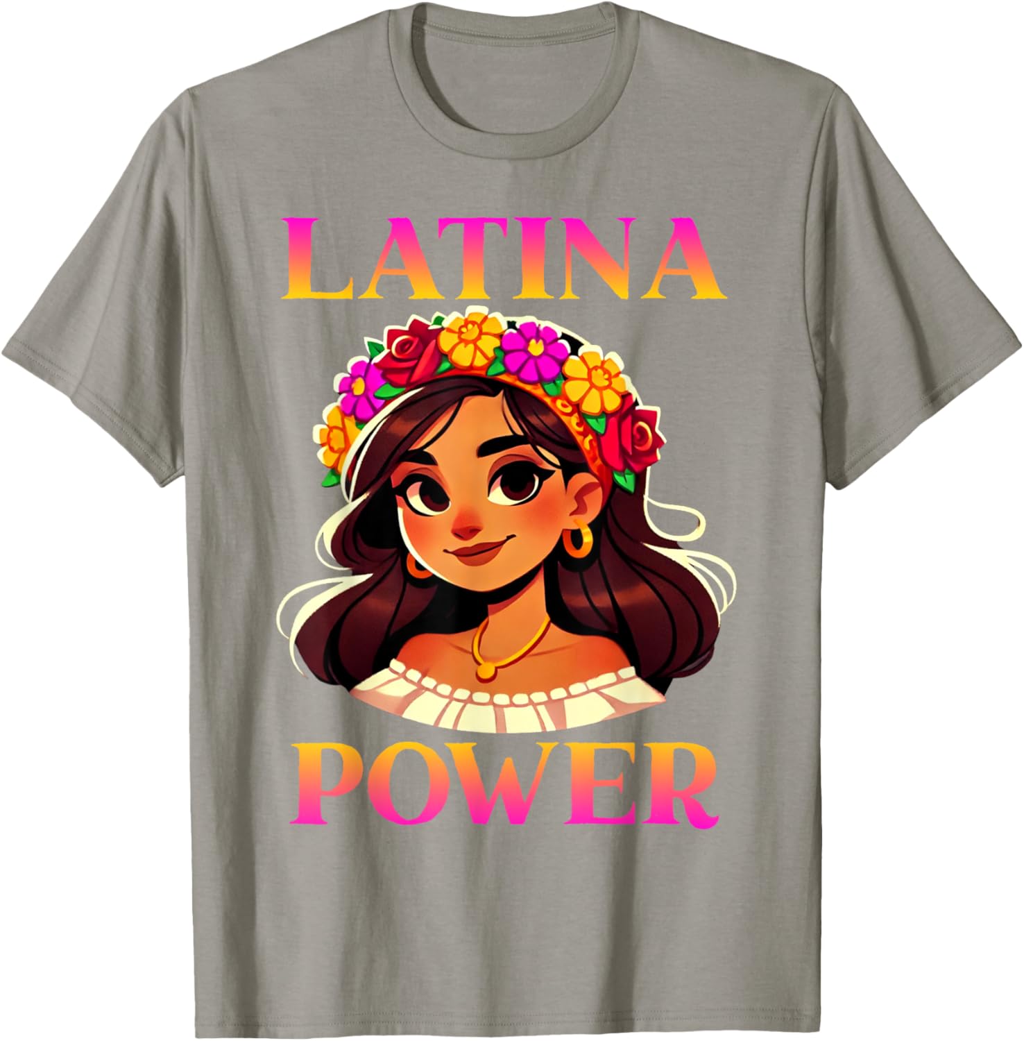 Latina Power Floral Headband T-Shirt for Proud Mexican Women - 24