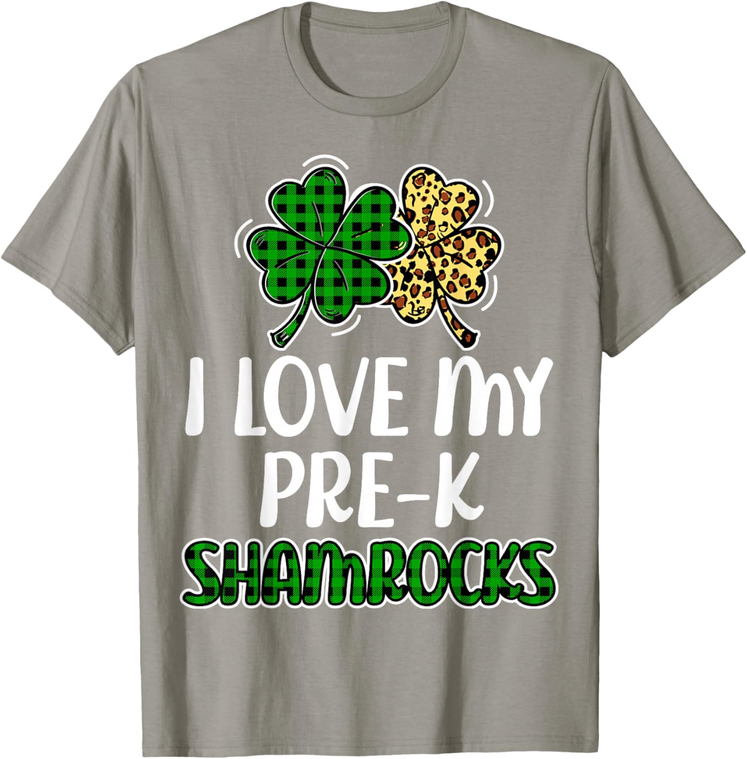 I Love My Pre-K Shamrocks Buffalo Plaid St Patricks Day T-Shirt - 17