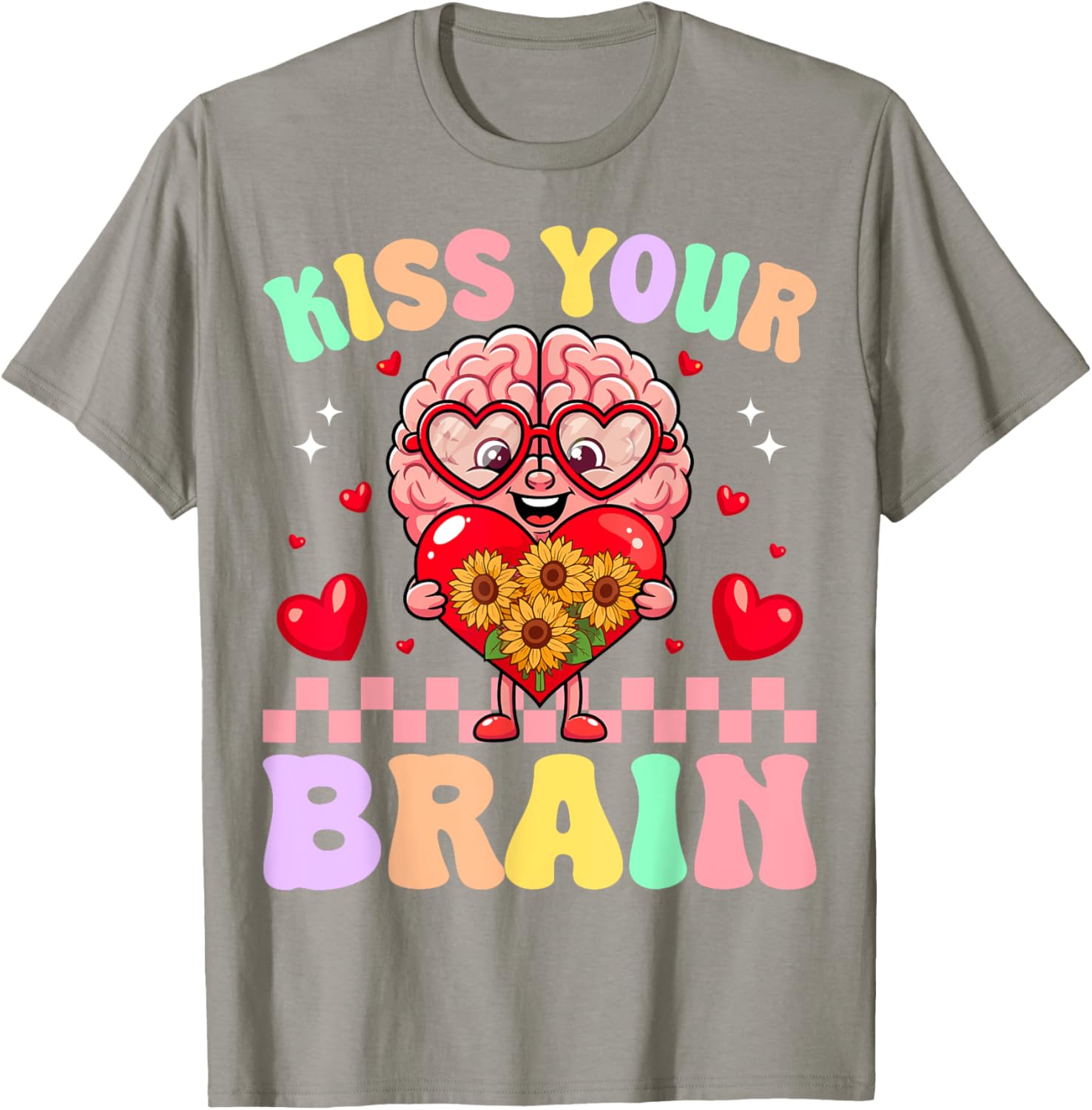 Funny Teacher Valentine's Day T-Shirt - Kiss Your Brain Gift for Educators - 13