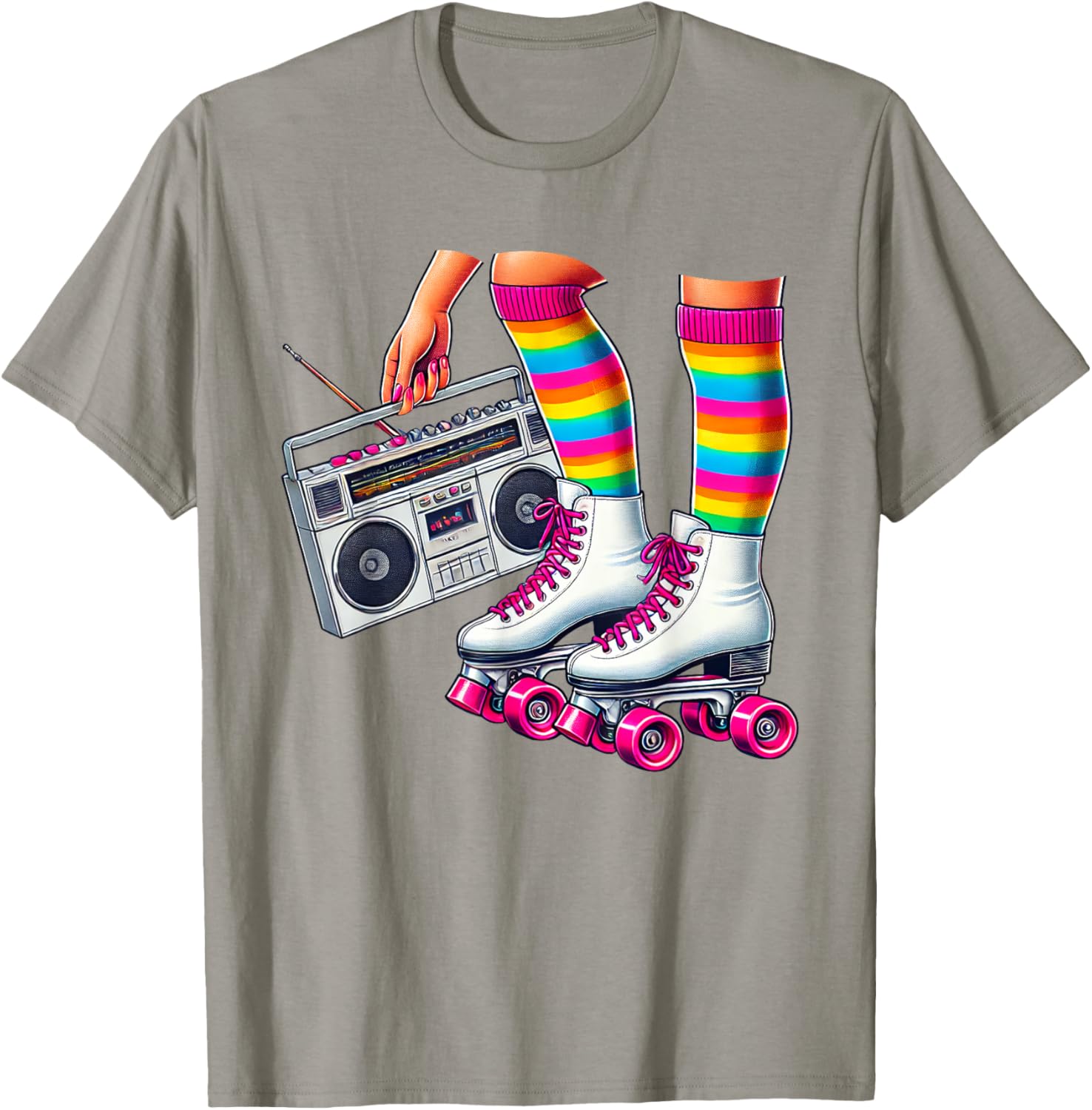 Funny 80s Roller Disco Skating Girl T-Shirt for Retro Fans - 1