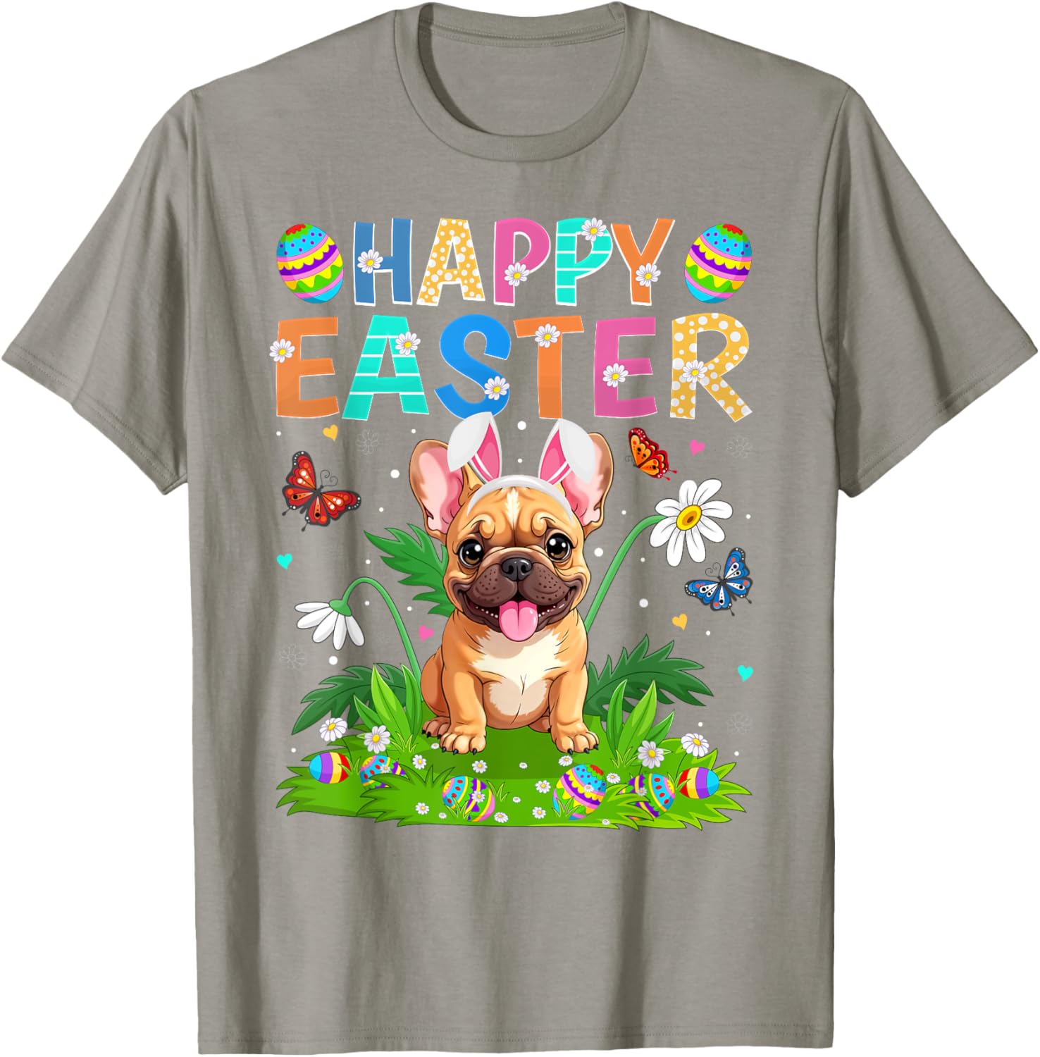 Happy Easter French Bulldog Bunny Ear Egg Hunt T-Shirt for Pet Lovers - 8