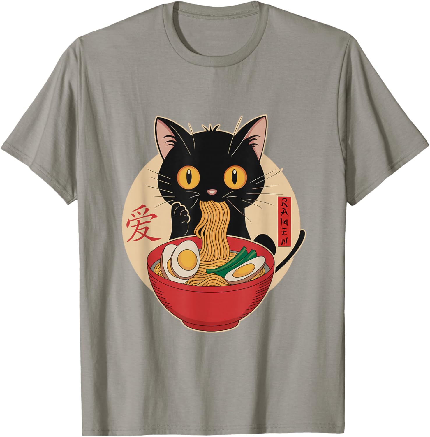 Cute Cat Eating Ramen Noodles Kawaii Anime T-Shirt for Cat Lovers - 25