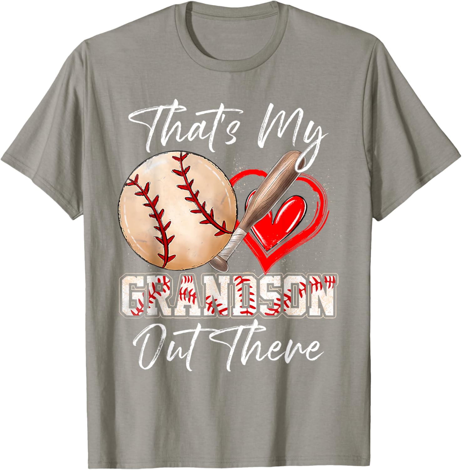 Funny That's My Grandson Out There Baseball T-Shirt for Grandparents - 24