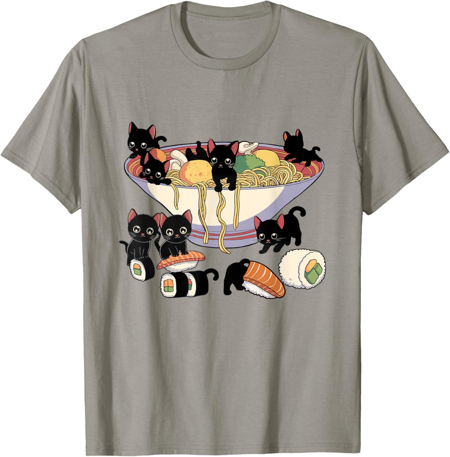 Cute Cat Ramen Sushi T-Shirt for Anime Lovers and Cat Enthusiasts - 29