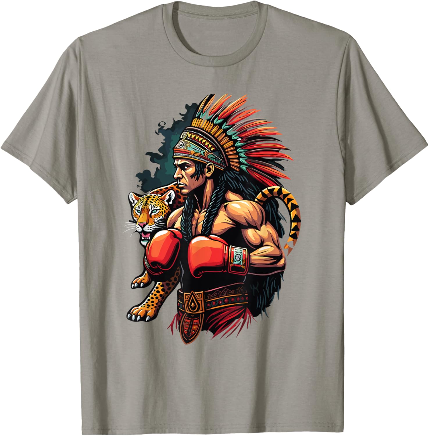 Inca Warrior Jaguar Spirit T-Shirt for Mexican Boxing Fans - 13