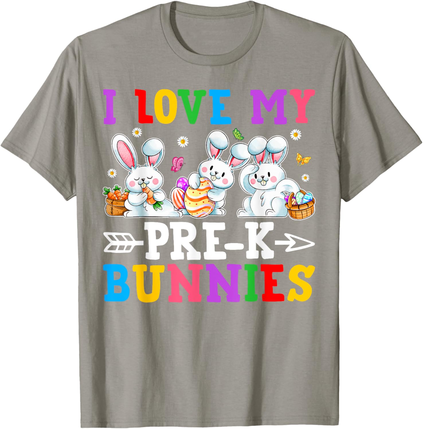 Funny I Love My Pre-K Bunnies T-Shirt for Preschool Teachers Easter Fun - 19