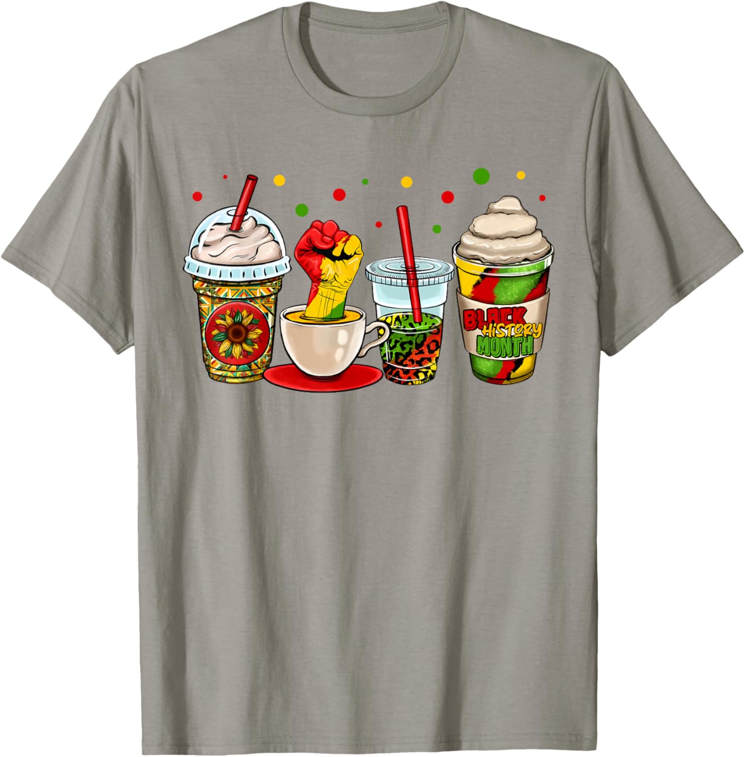 Celebrate Black History Month with Kente Dashiki Coffee Cup T-Shirt - 26