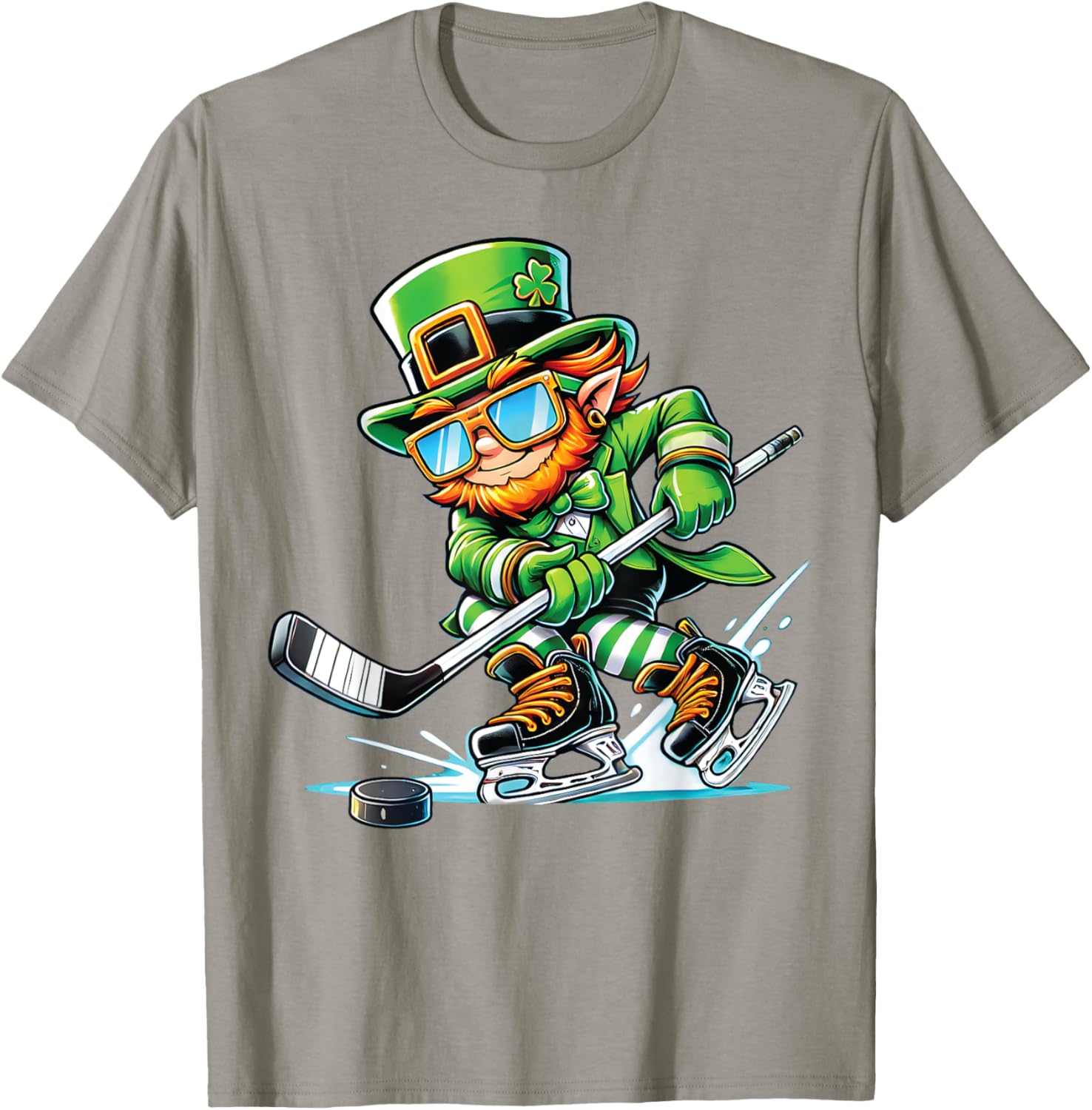 Leprechaun Ice Hockey T-Shirt Perfect for St Patrick's Day Fun - 16