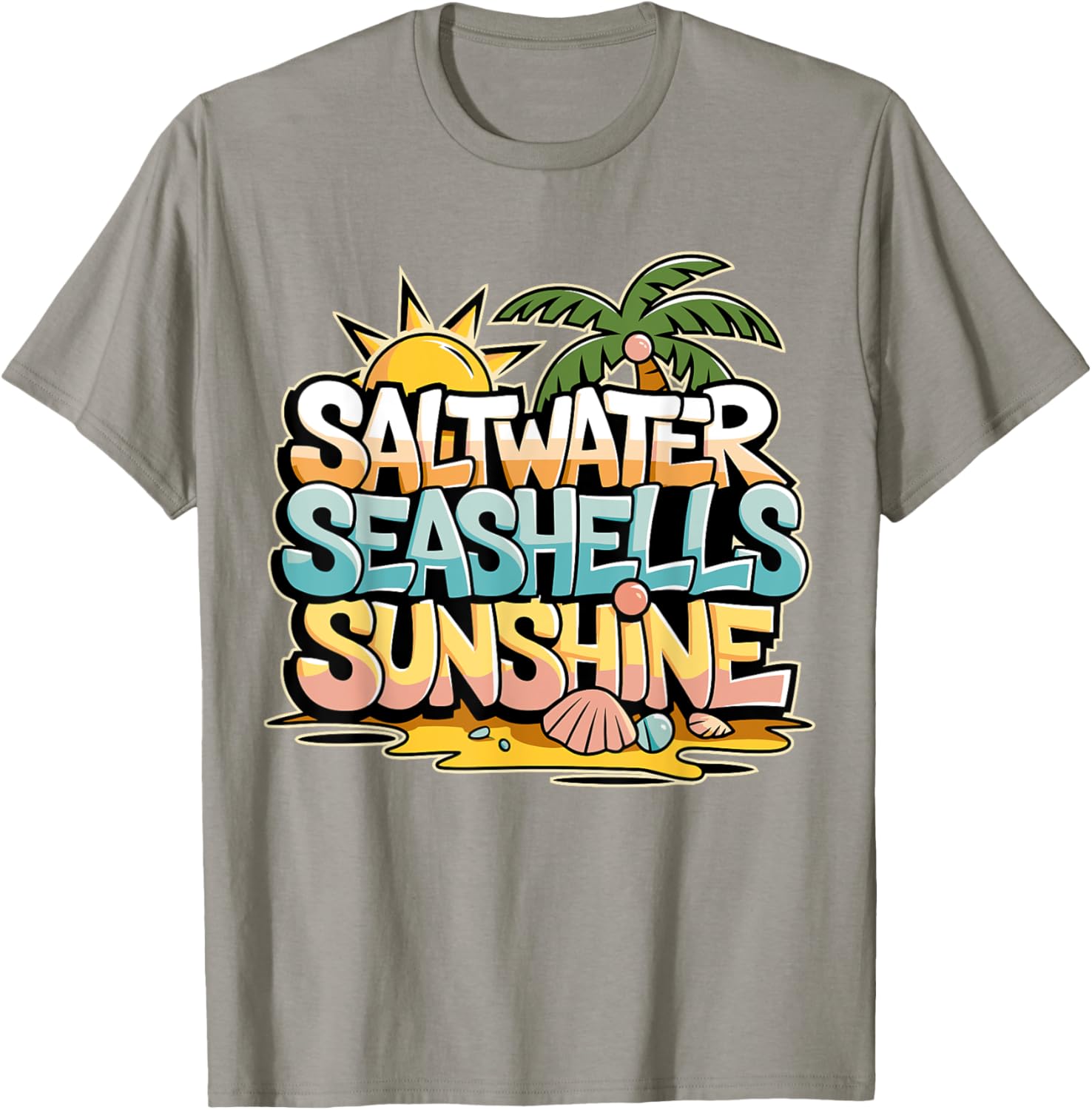 Funny Beach T-Shirt with Saltwater Seashells for Cruise Gifts - 25
