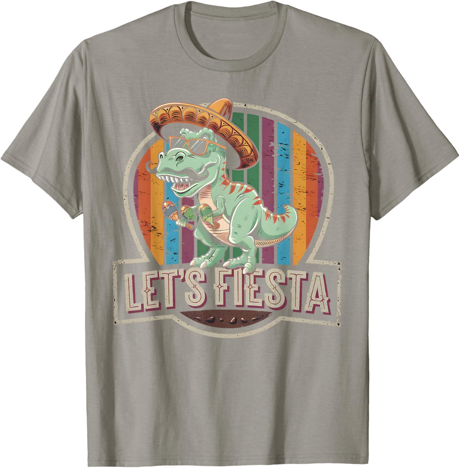 Cute Let's Fiesta Mexican Dino Trex T-Shirt for Toddler Boys - 6