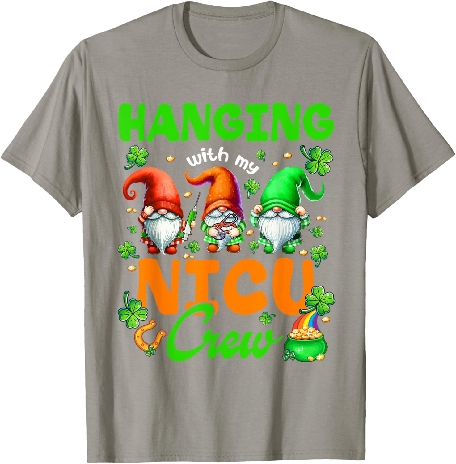 Adorable NICU Nurse Gnome St. Patrick's Day T-Shirt for Nurses and Friends - 20