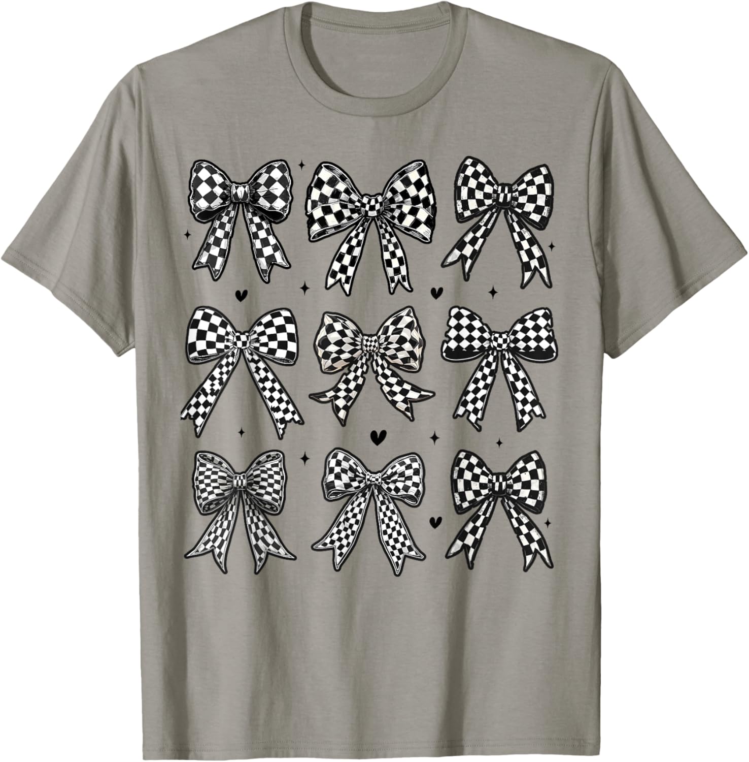 Checkered Bow Flag Racing T-Shirt for Women - Cute Coquette Style - 13