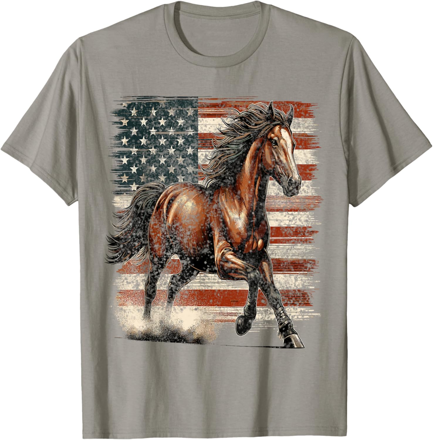 Patriotic Horse American Flag T-Shirt Perfect for 4th of July Celebrations - 16