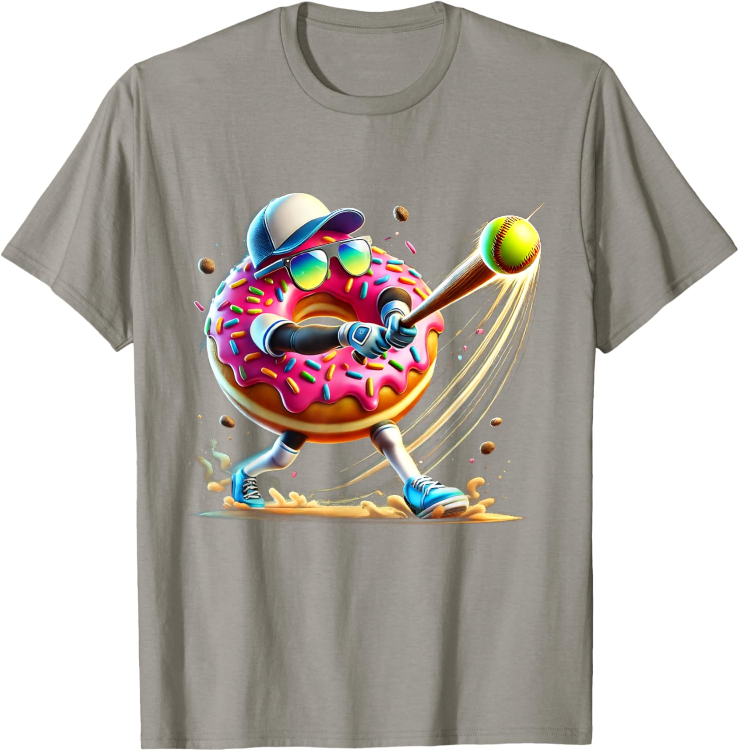 Donut Lover Softball Player T-Shirt Fun Sports Tee for All Ages - 5