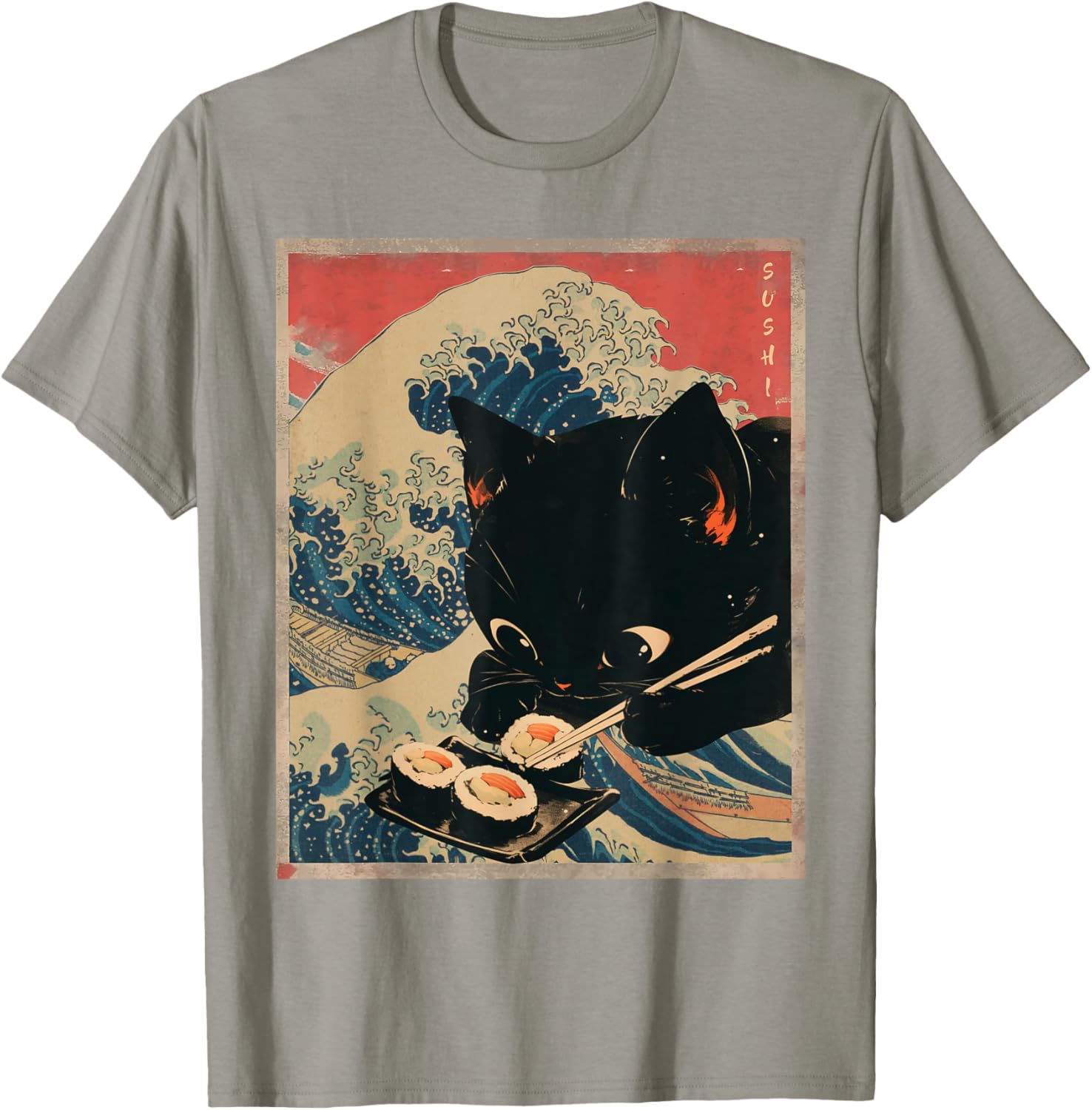 Kawaii Sushi Cat T-Shirt Cute Japanese Anime Clothing for Cat Lovers - 13