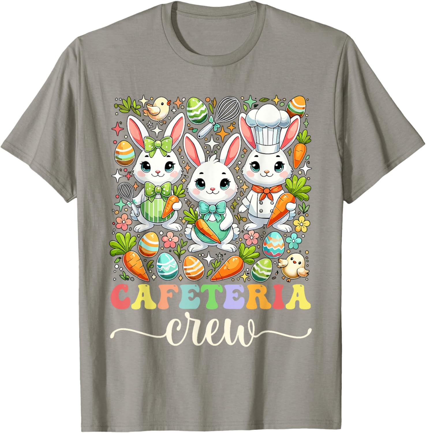 Groovy Cafeteria Crew Easter Bunny T-Shirt for School Workers - 9