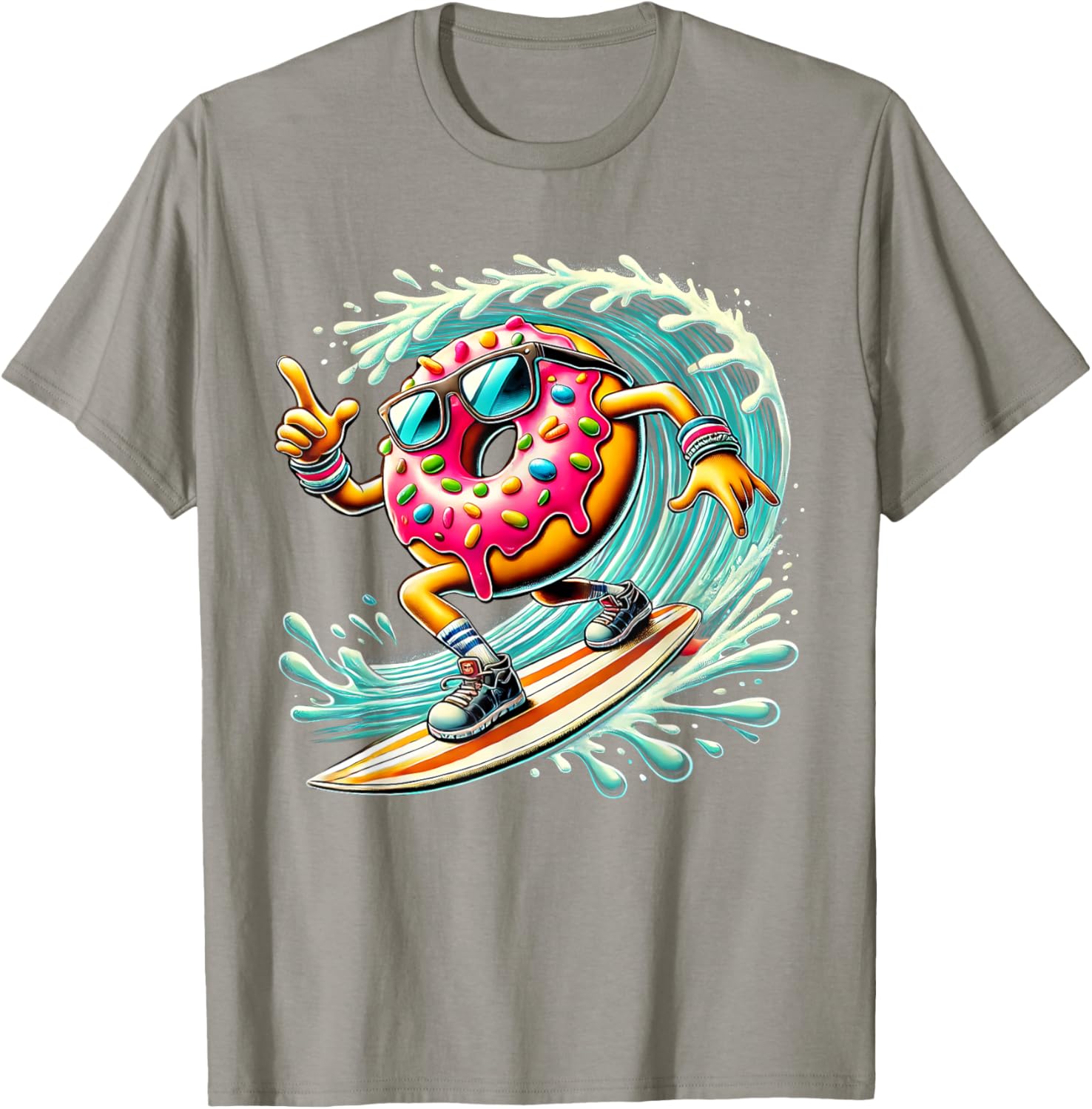 Donut Surfing T-Shirt for Surfboard Lovers - Fun Surf Style Apparel - 6