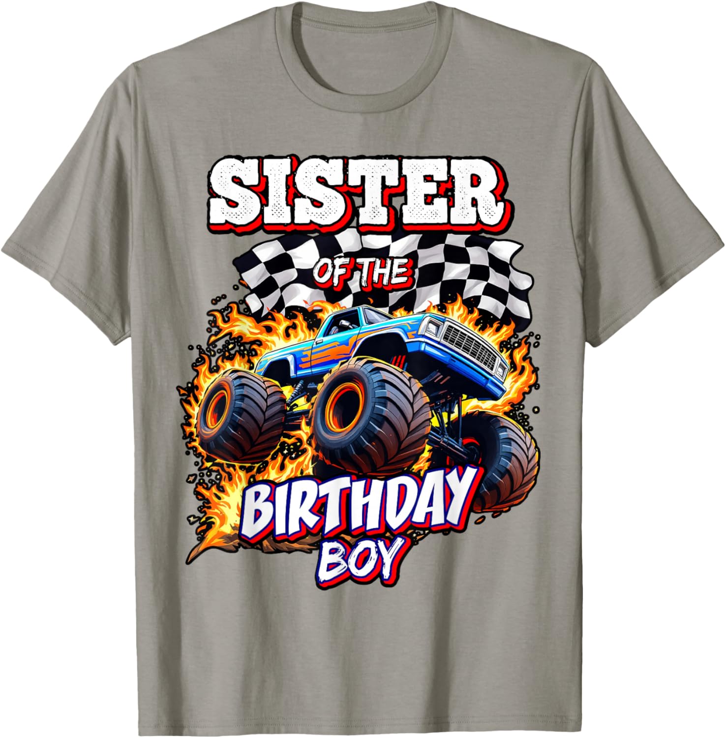 Sister of the Birthday Boy Monster Truck T-Shirt for Fun Celebrations - 24