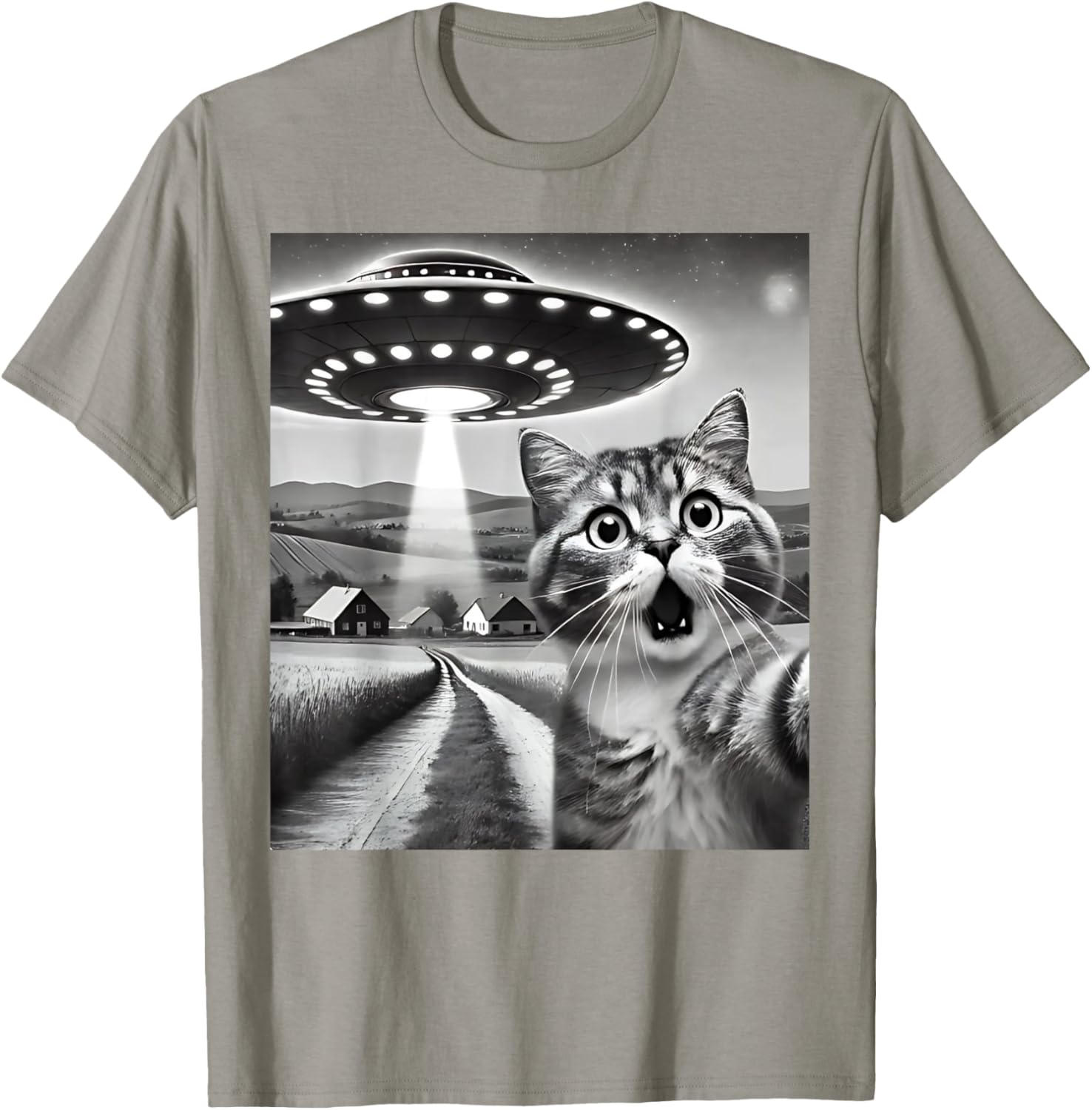 Funny Cat Selfie with Alien UFO T-Shirt for Men, Women, and Kids - 22