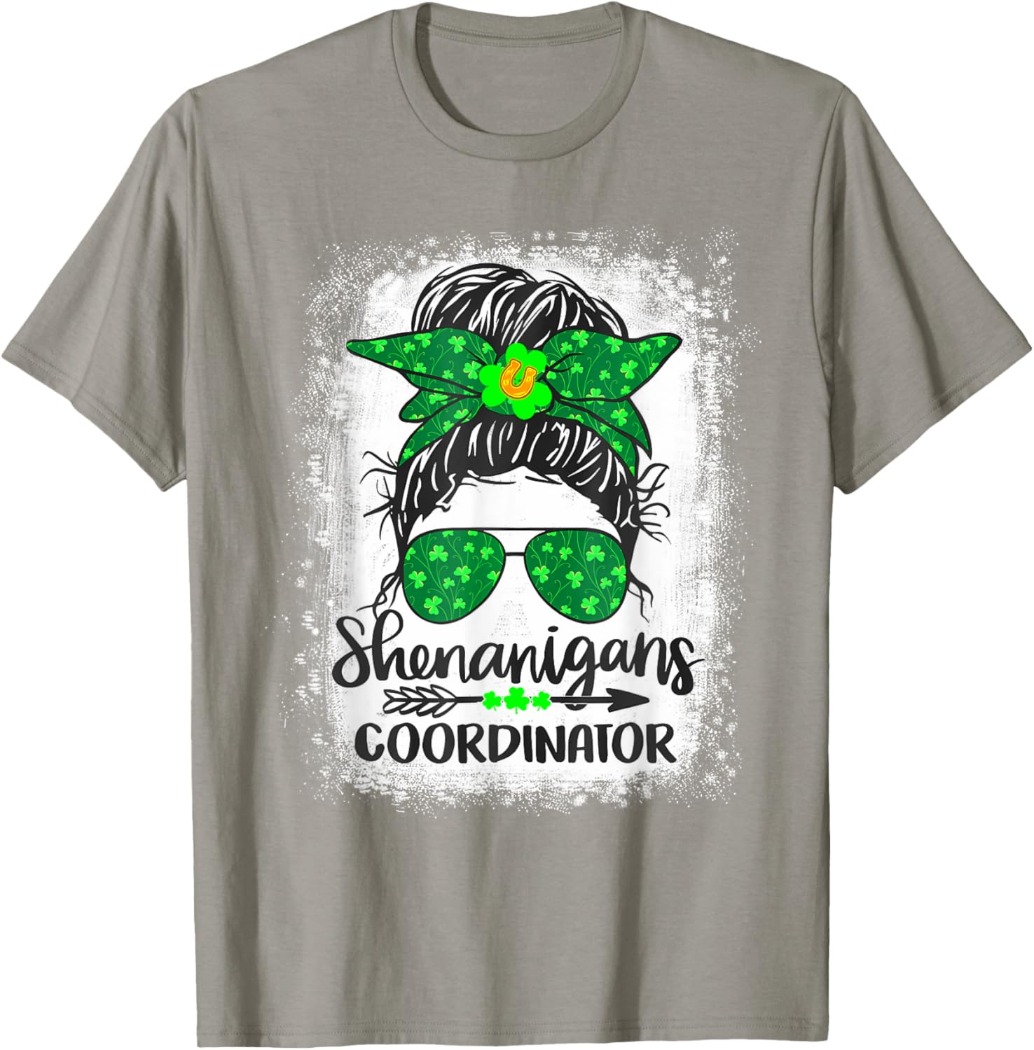 Shenanigans Coordinator Messy Bun St Patricks Day Women's T-Shirt - 2