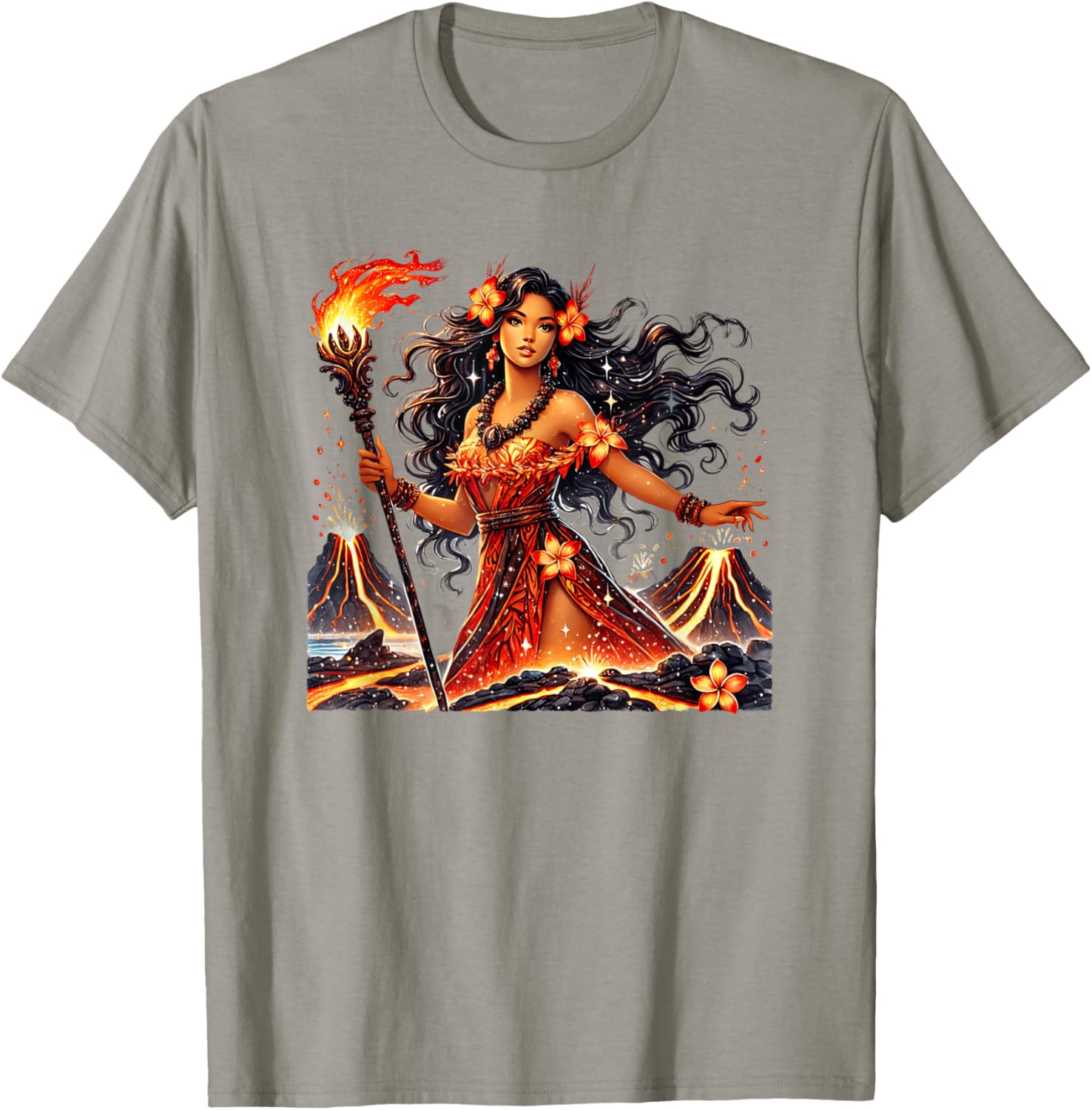 Hawaiian Goddess Pele Fire Transformation T-Shirt for Nature Lovers - 5