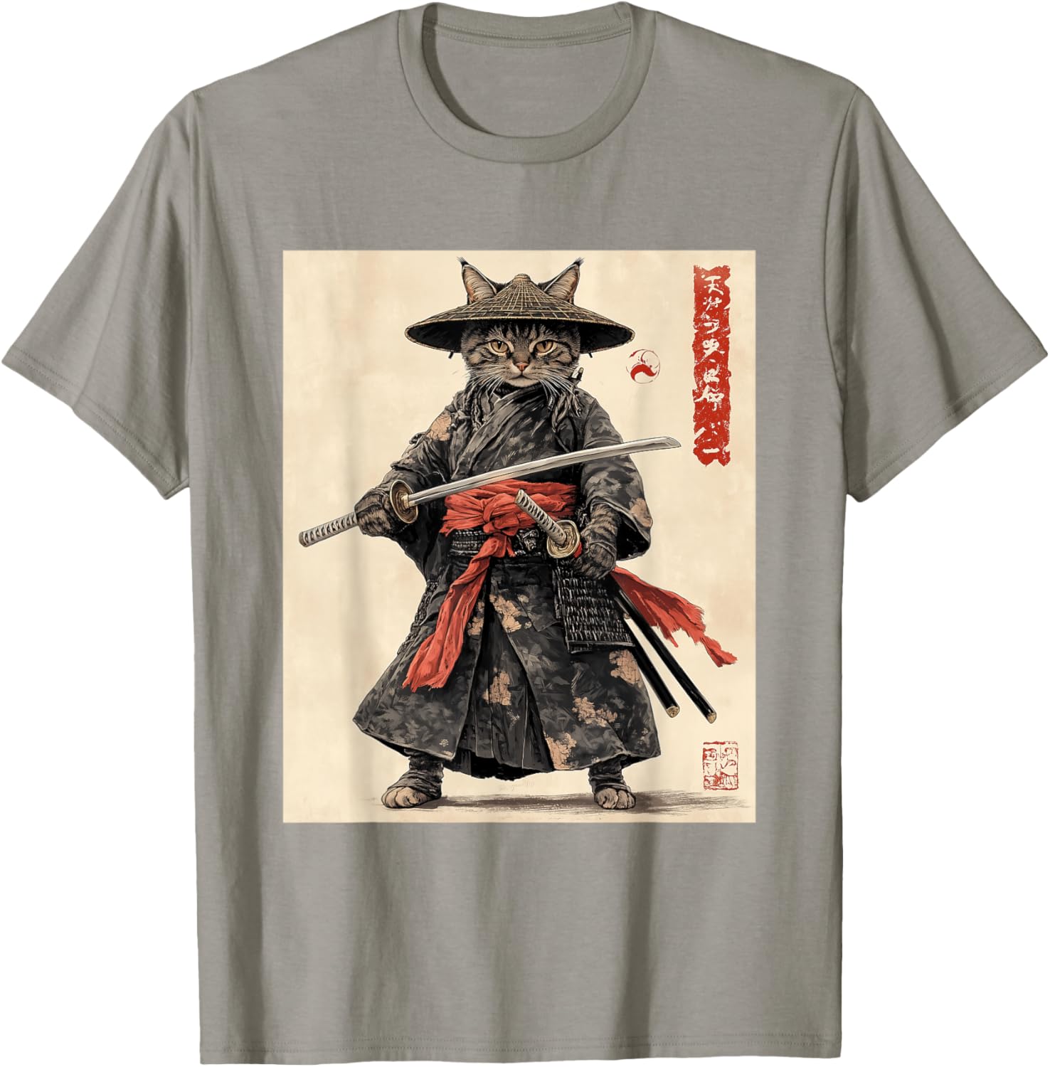 Samurai Cat T-Shirt - Japanese Warrior Graphic Tee for Cat Lovers - 14