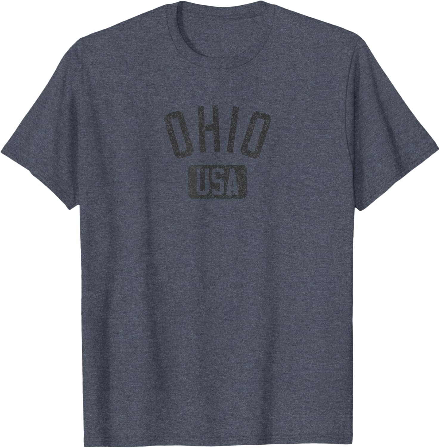 Ohio Arched Text Distressed Black Print T-Shirt for Casual Style Lovers - 18