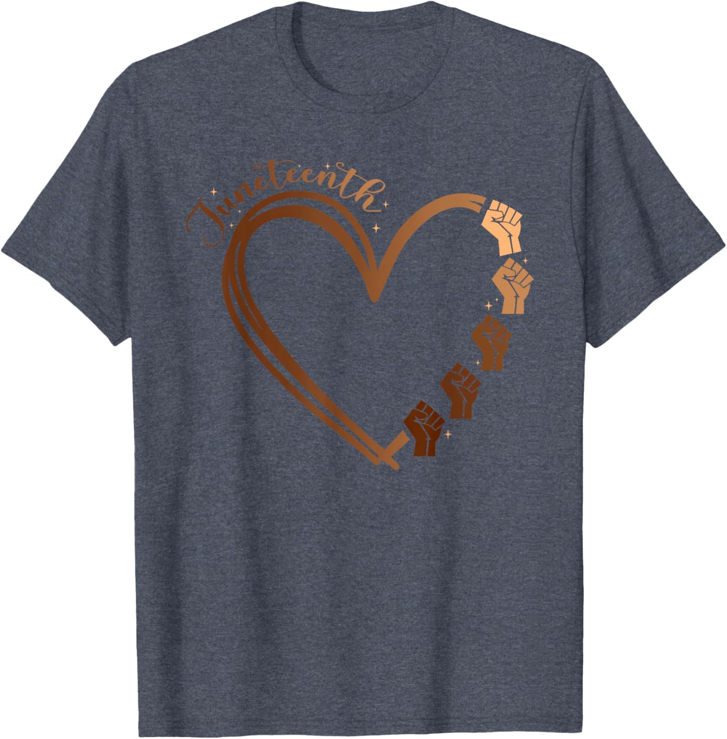 Juneteenth Heart Fist T-Shirt Celebrating Melanin and Black History Month - 1