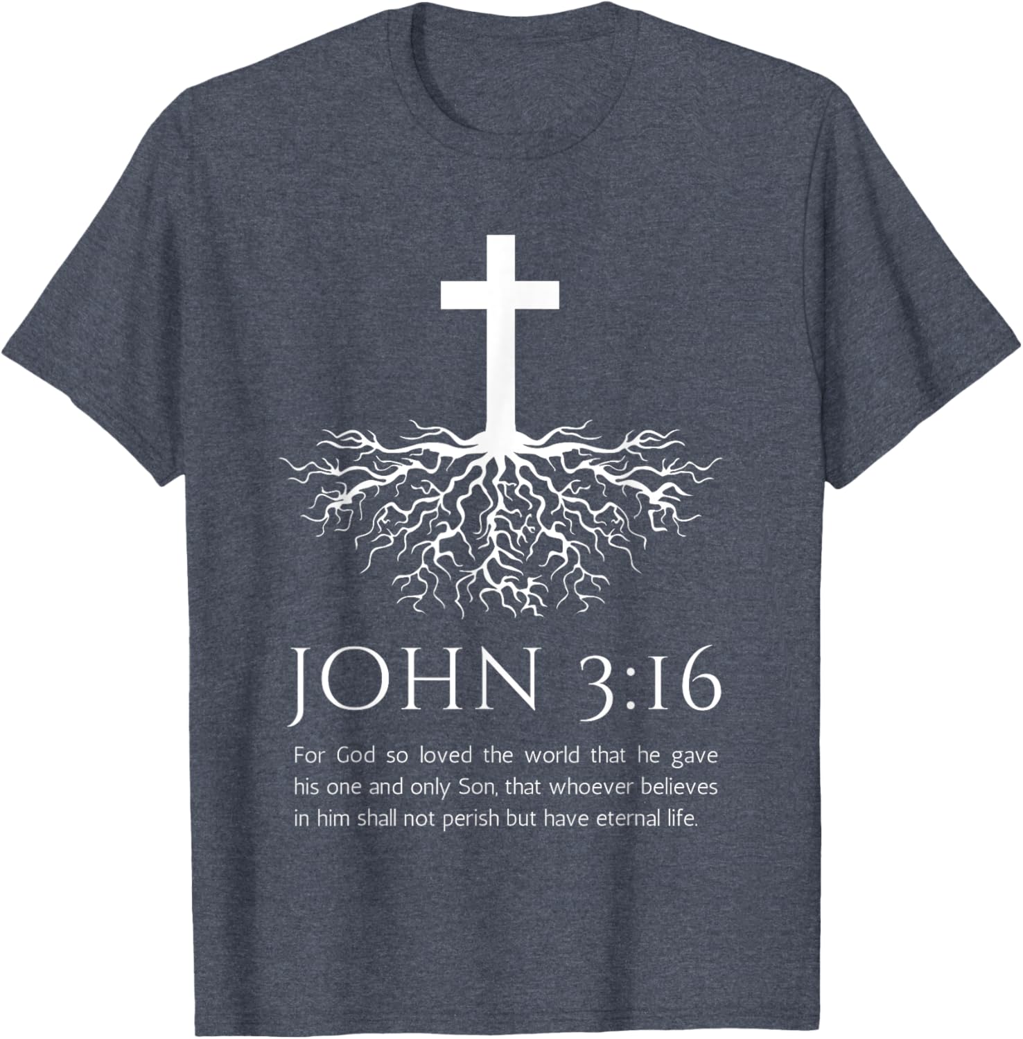 John 3:16 Jesus Cross T-Shirt with Tree Design - Christian Faith Apparel - 1