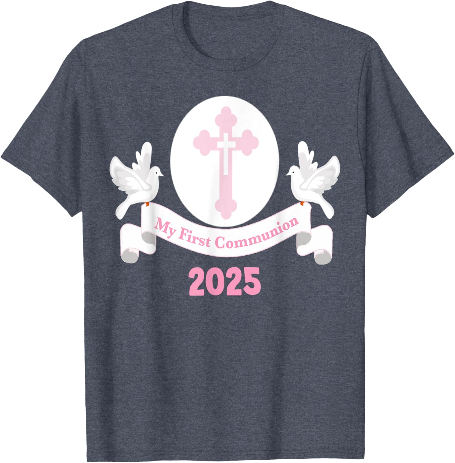 First Communion Girls Pink Cross T-Shirt for Daughter or Niece 2025 - 7